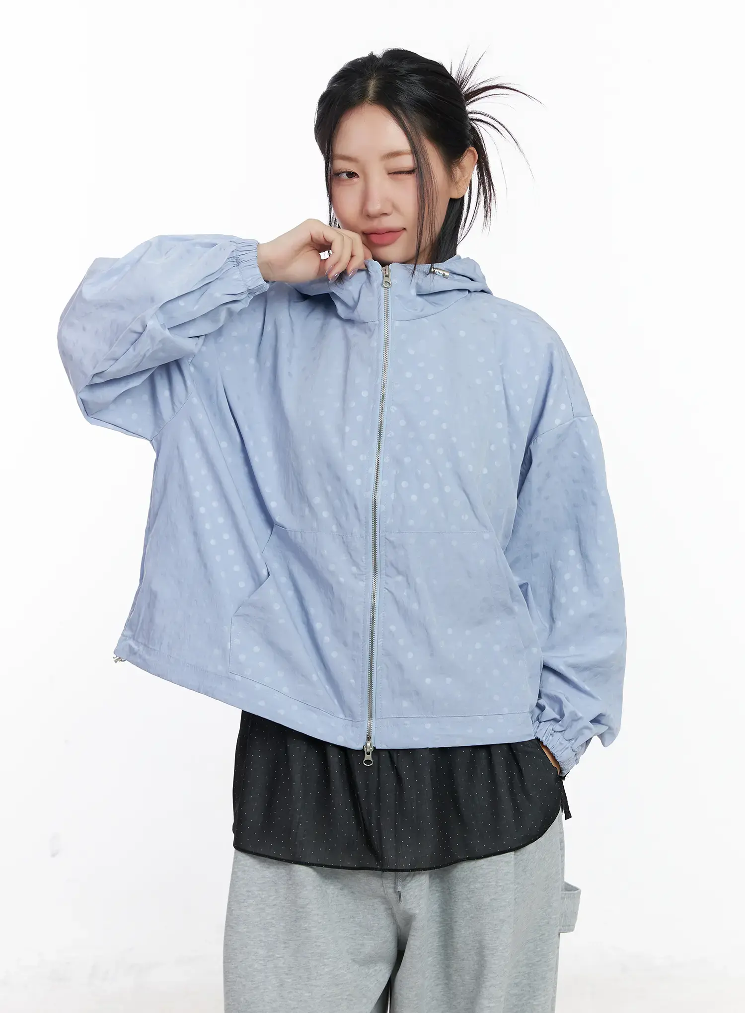 Oversized Polka Dot Windbreaker Jacket CJ530 - Image 2