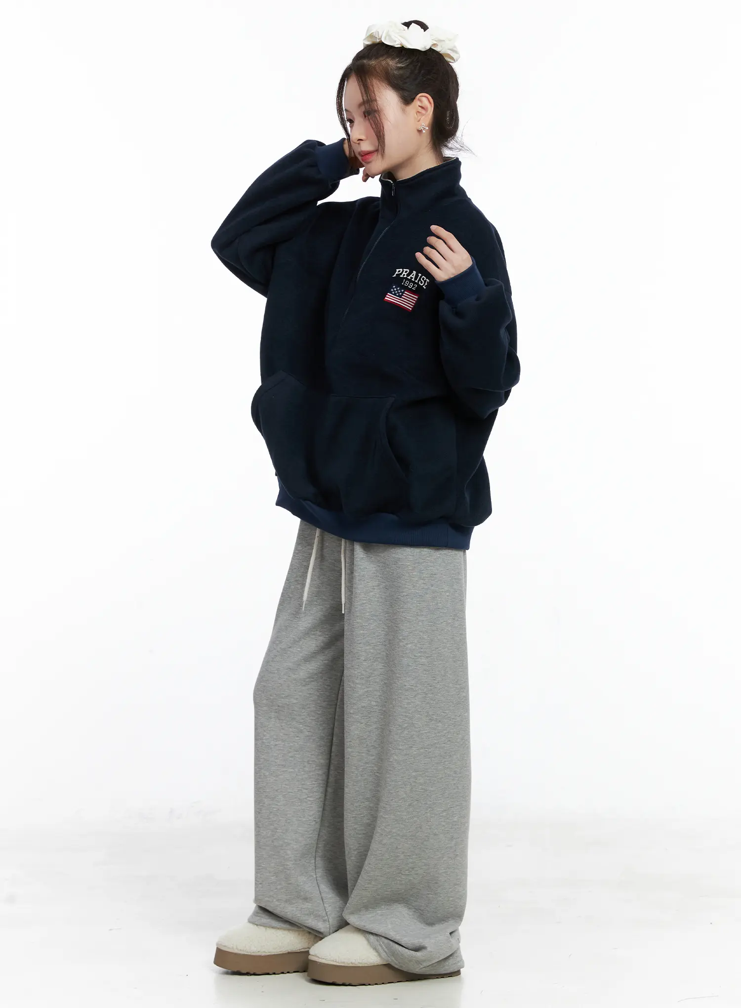 Oversized Quarter-Zip Fleece Pullover CN518 - Image 5