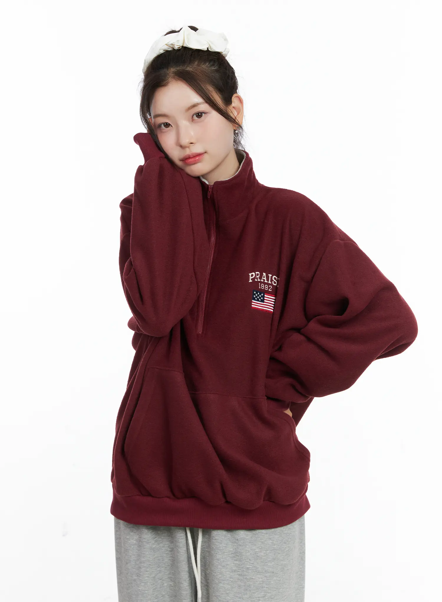 Oversized Quarter-Zip Fleece Pullover CN518 - Image 9
