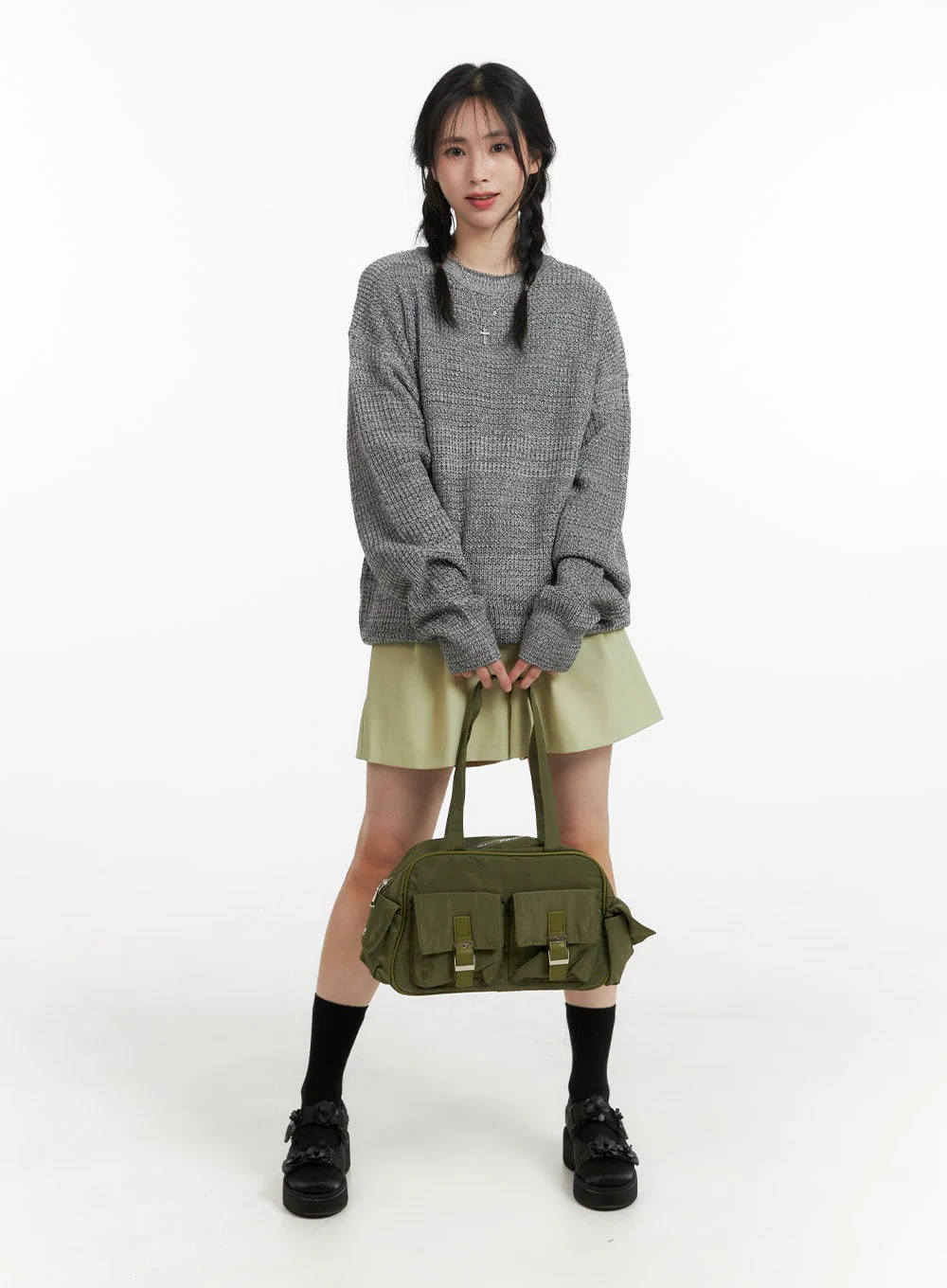 Oversized Solid Knit Sweater OM411 - Image 2