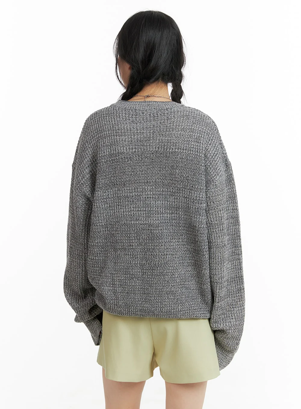 Oversized Solid Knit Sweater OM411 - Image 4