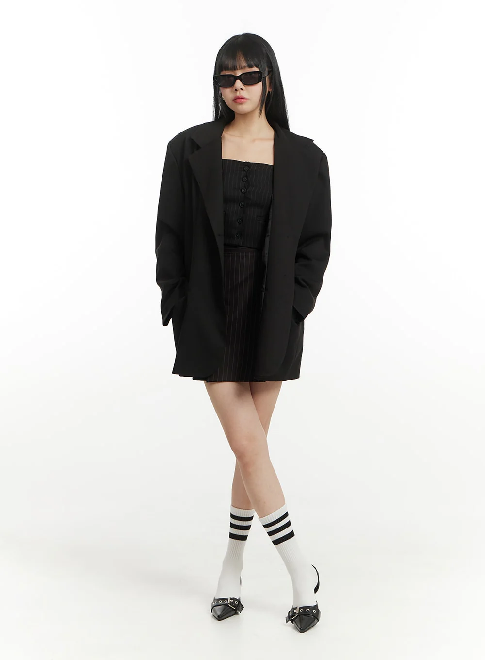 Oversized Solid Pocket Blazer IM406 - Image 2