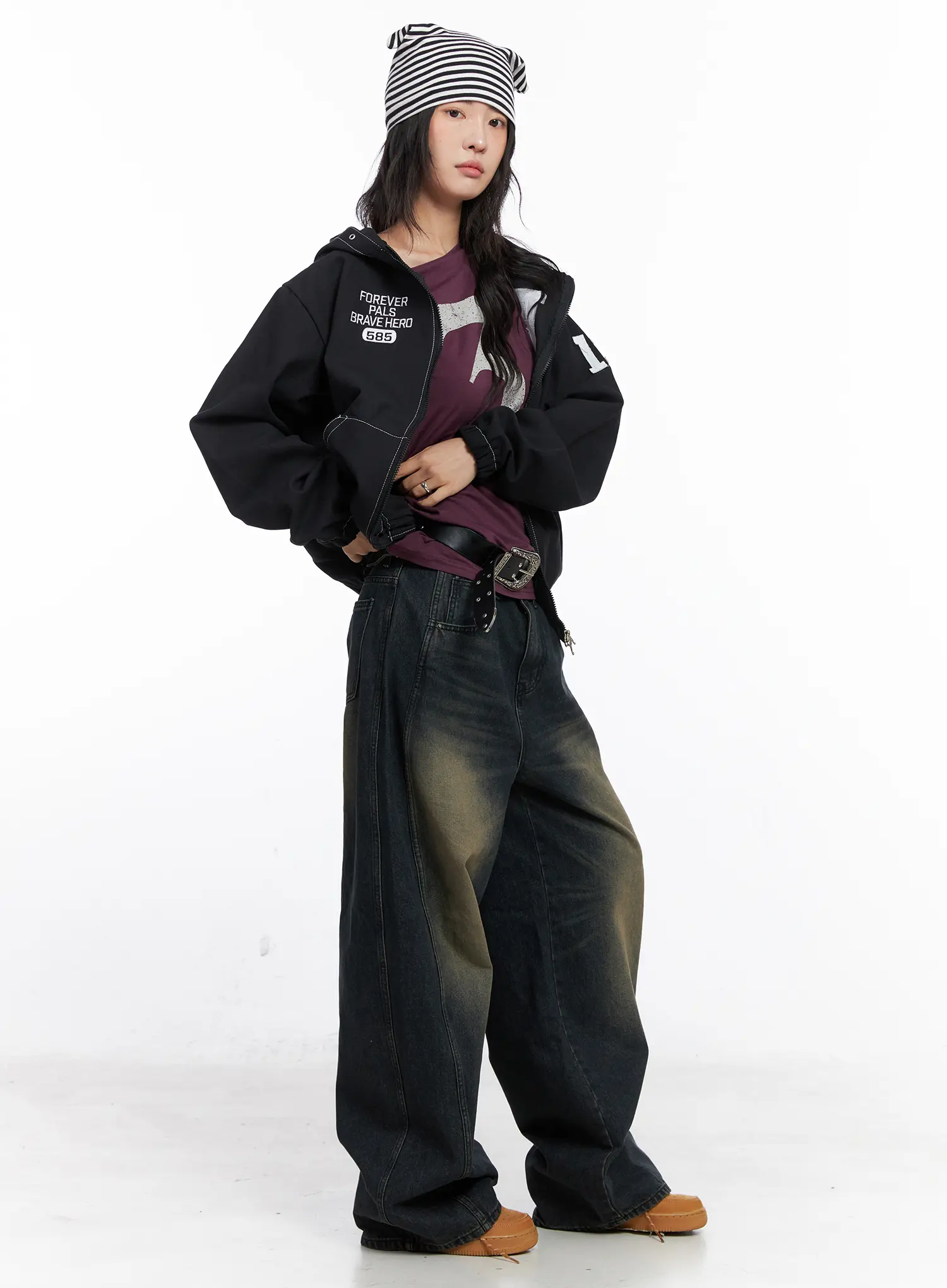 Oversized Stitch Hoodie Jacket CO507 - Image 6