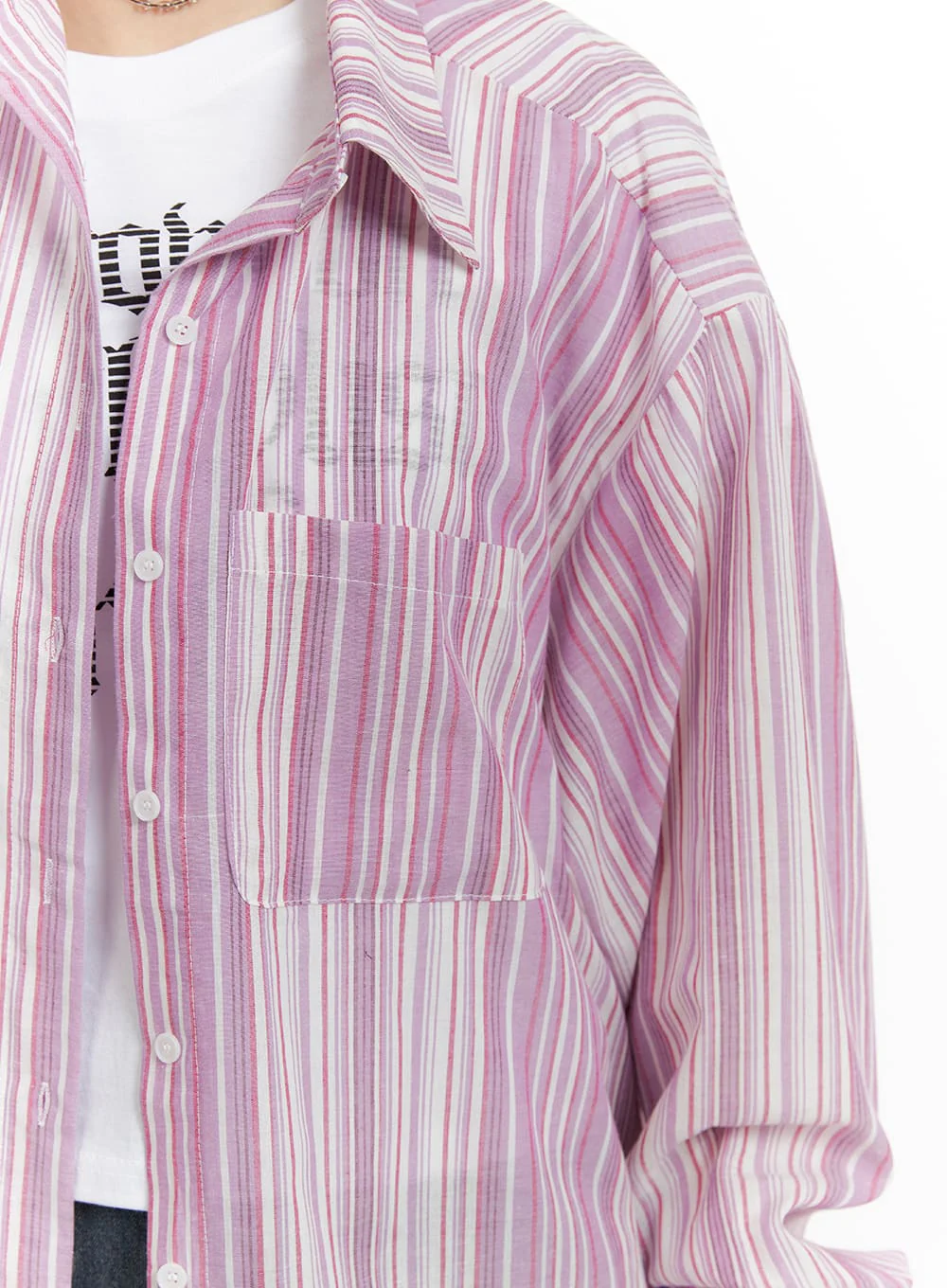 Oversized Stripe Cotton Shirt CA408 - Image 4