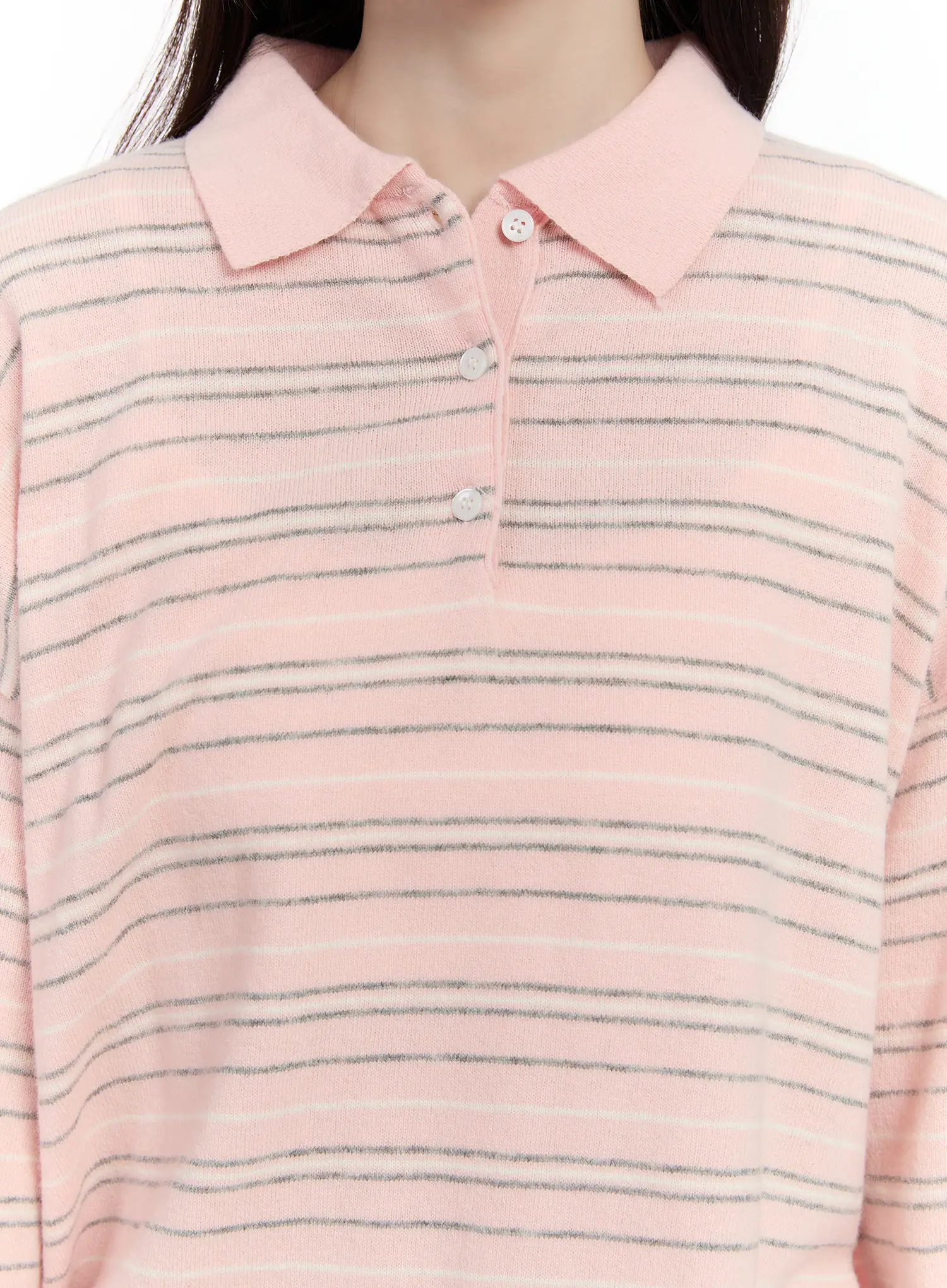 Oversized Striped Collar Knit Top CM510 - Image 5