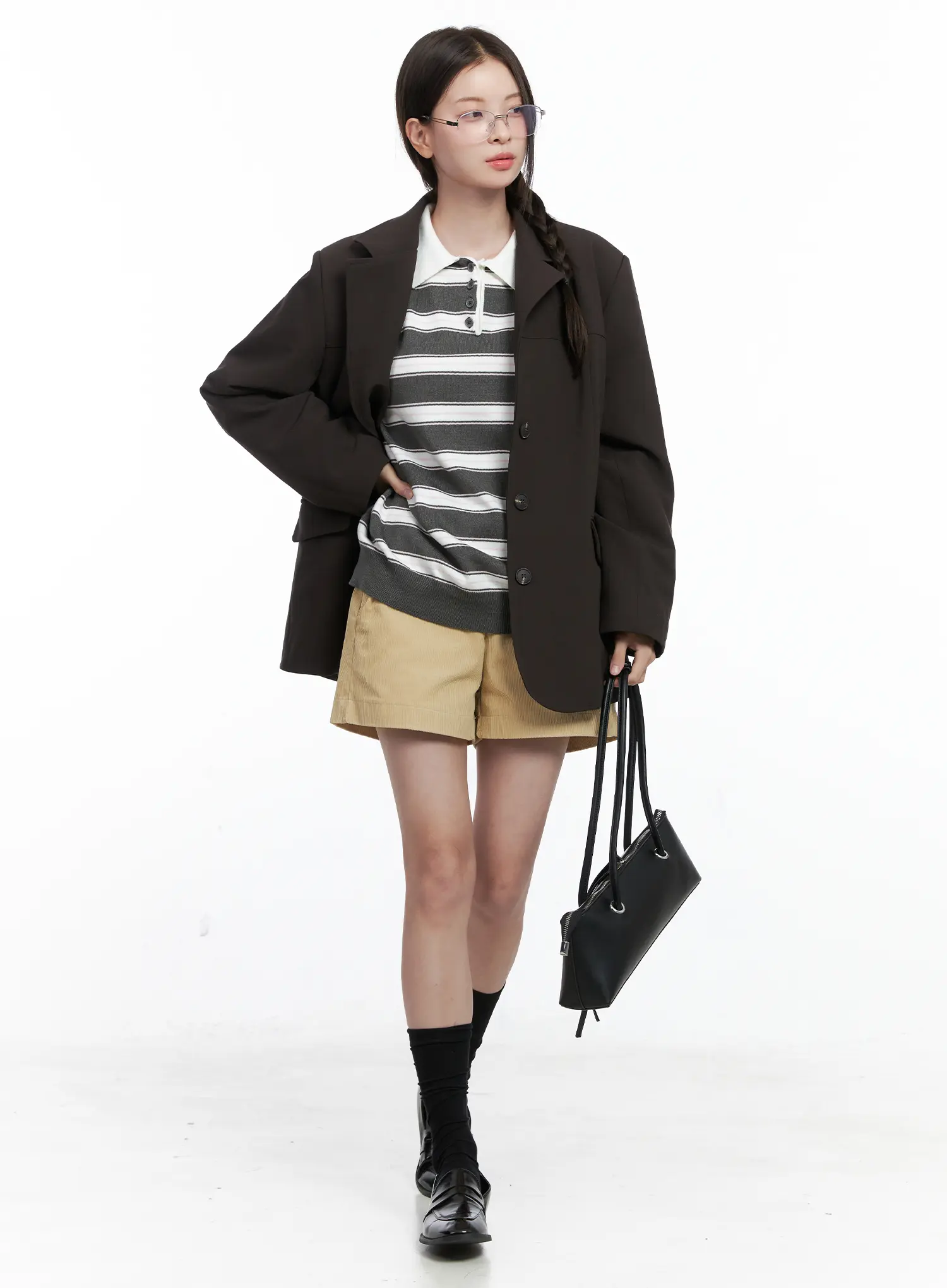 Oversized Striped Long Sleeve Collared Shirt CO503 - Image 6
