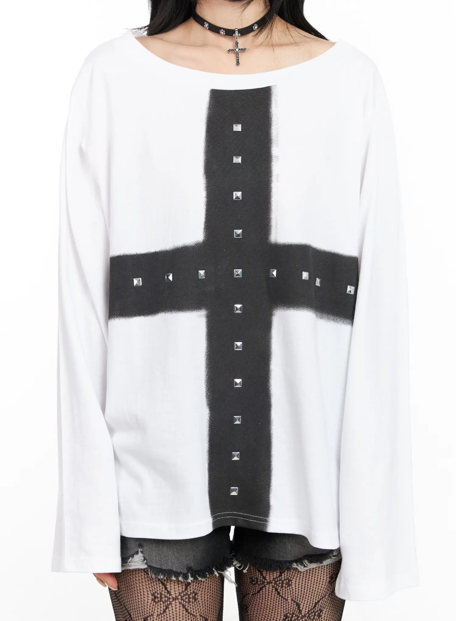 Oversized Studded Off-Shoulder Top CF527 - Image 4