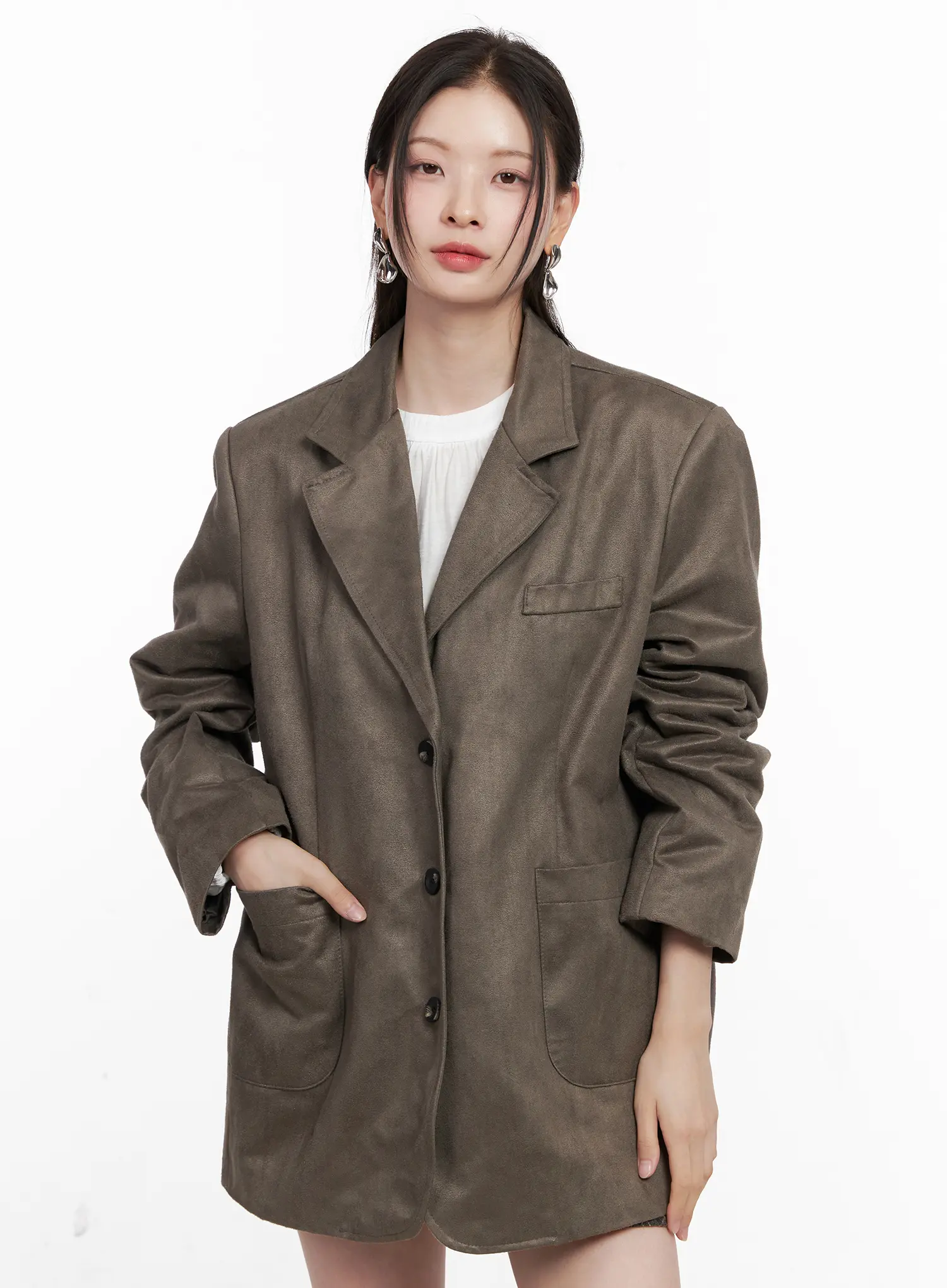Oversized Suede Blazer CN504