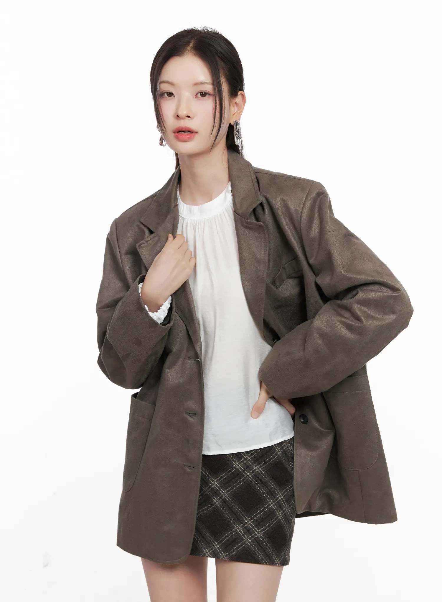 Oversized Suede Blazer CN504 - Image 5