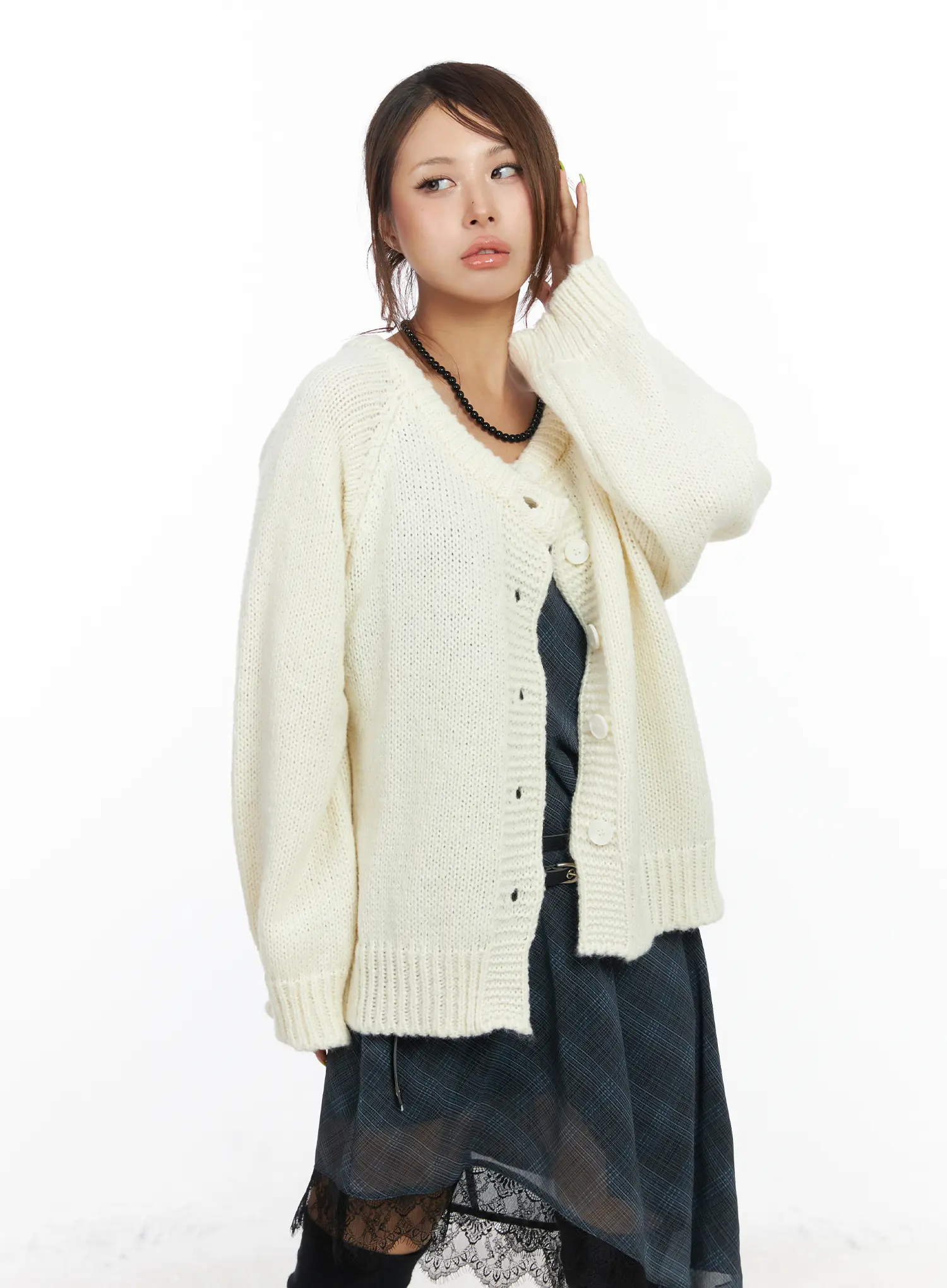 Oversized Two-Way Buttoned Cardigan CF511 - Image 10