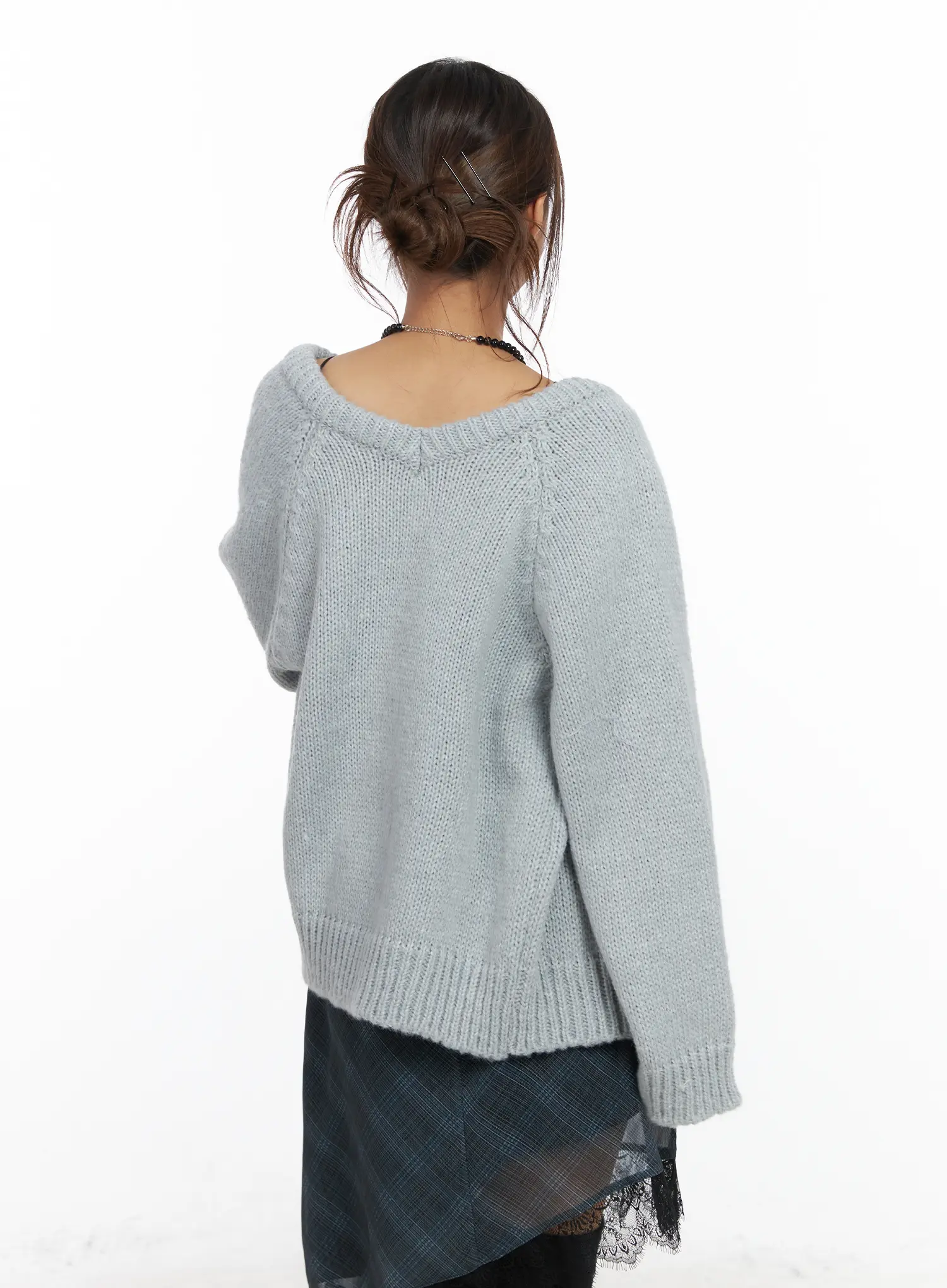 Oversized Two-Way Buttoned Cardigan CF511 - Image 11