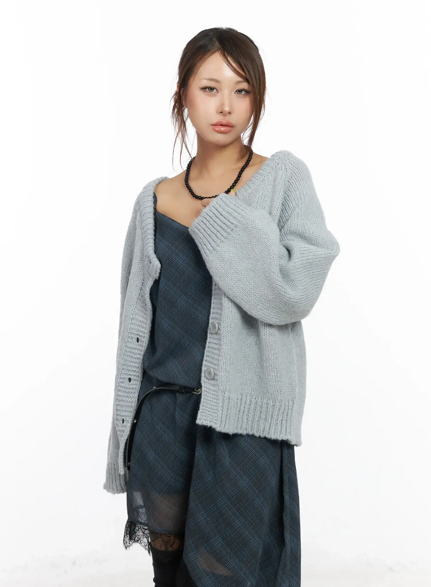 Oversized Two-Way Buttoned Cardigan CF511 - Image 6