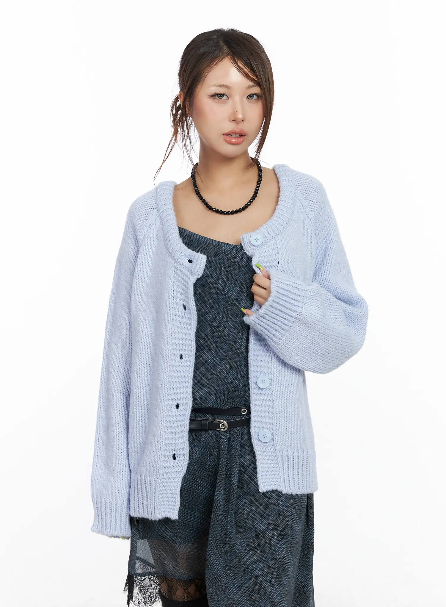 Oversized Two-Way Buttoned Cardigan CF511 - Image 8