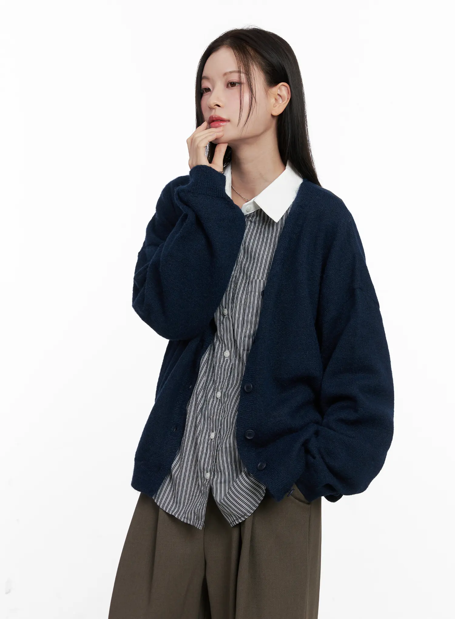 Oversized V-Neck Cardigan CN504 - Image 11