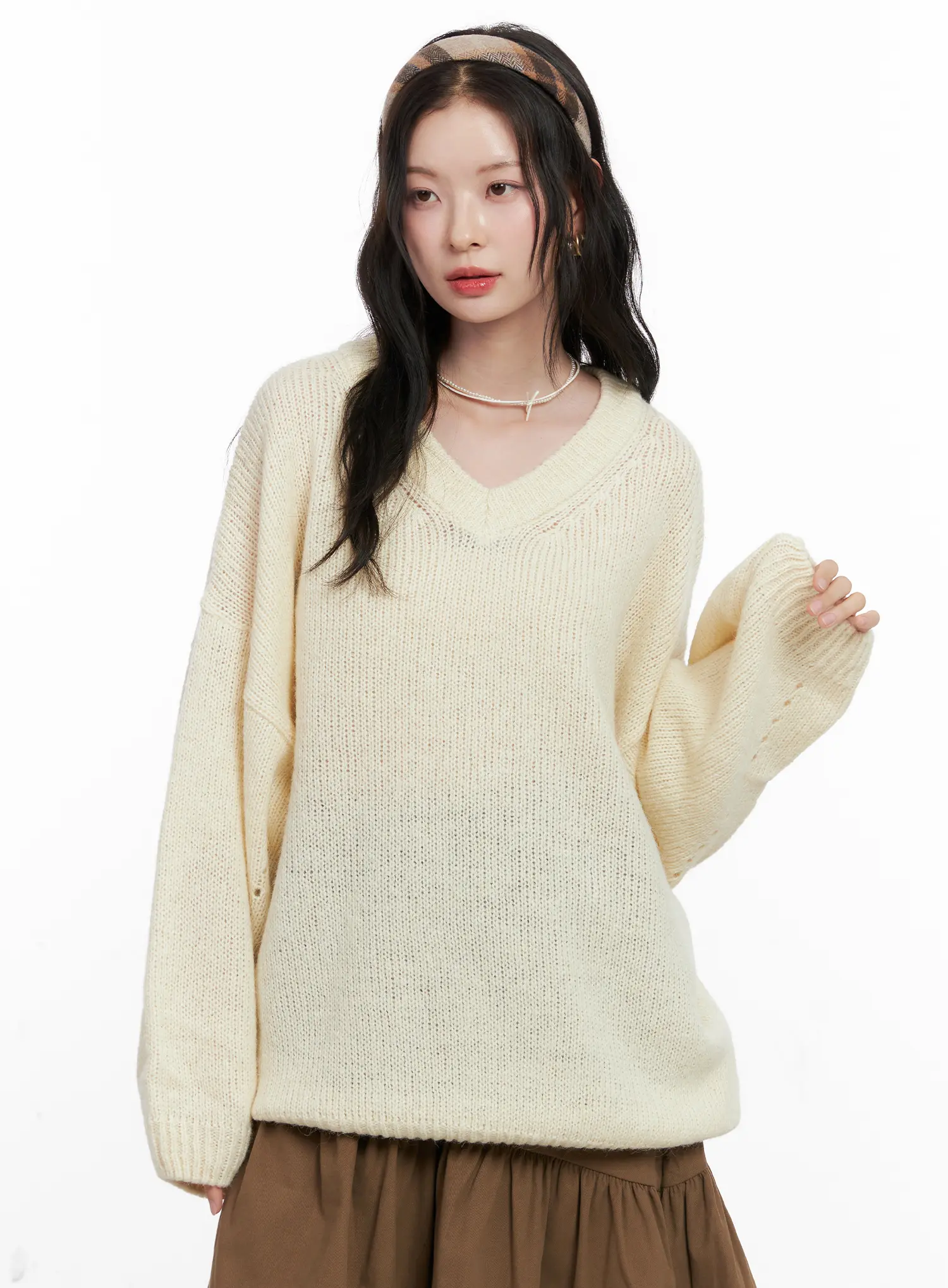 Oversized V-Neck Knit Sweater CO531