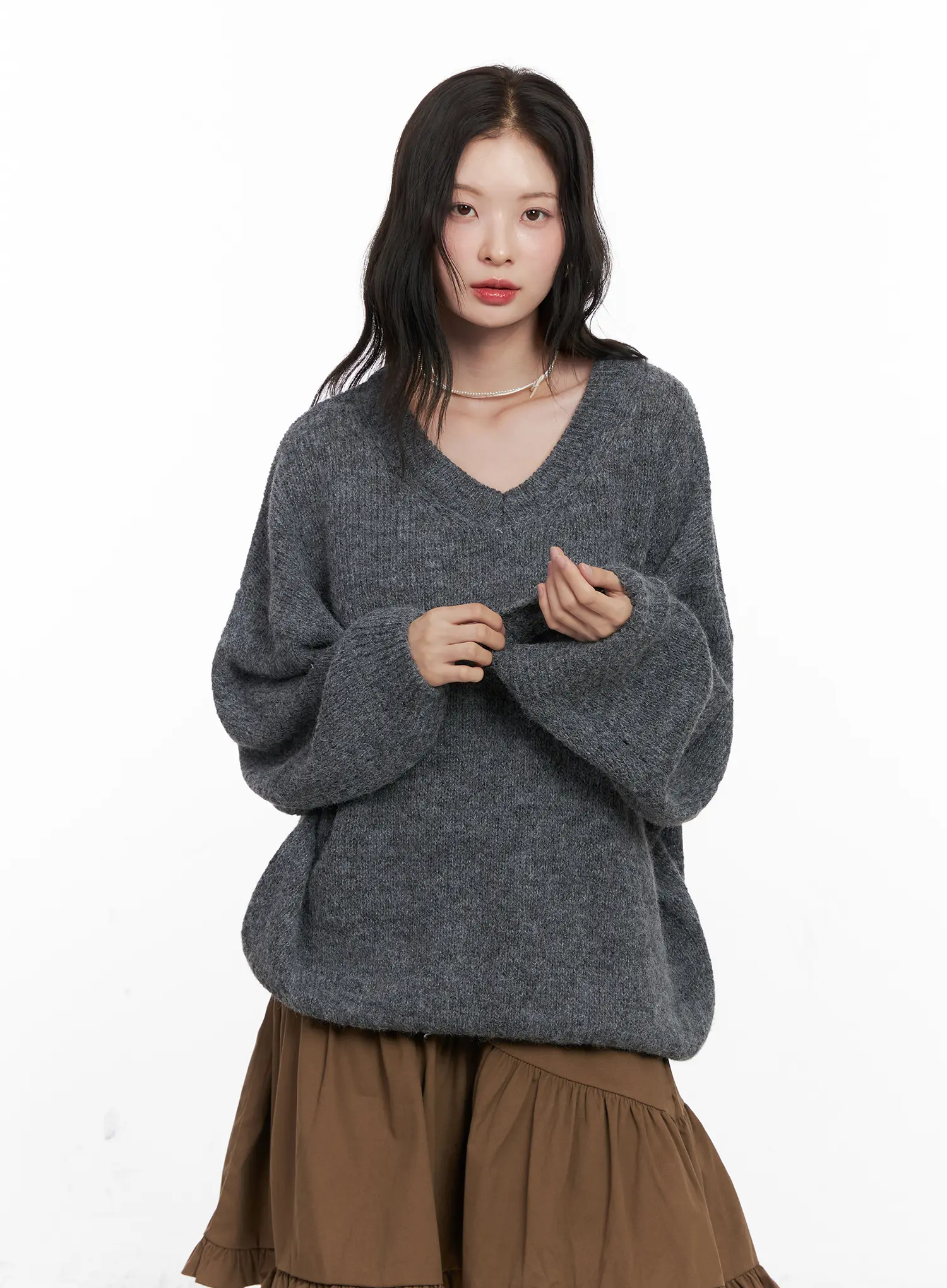 Oversized V-Neck Knit Sweater CO531 - Image 8
