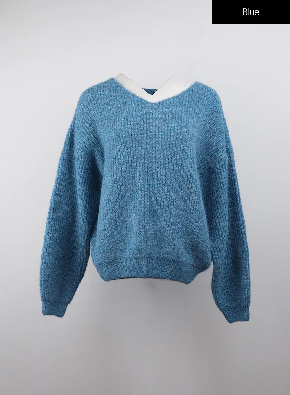 Oversized V-Neck Solid Long Sleeve Sweater OJ411 - Image 10