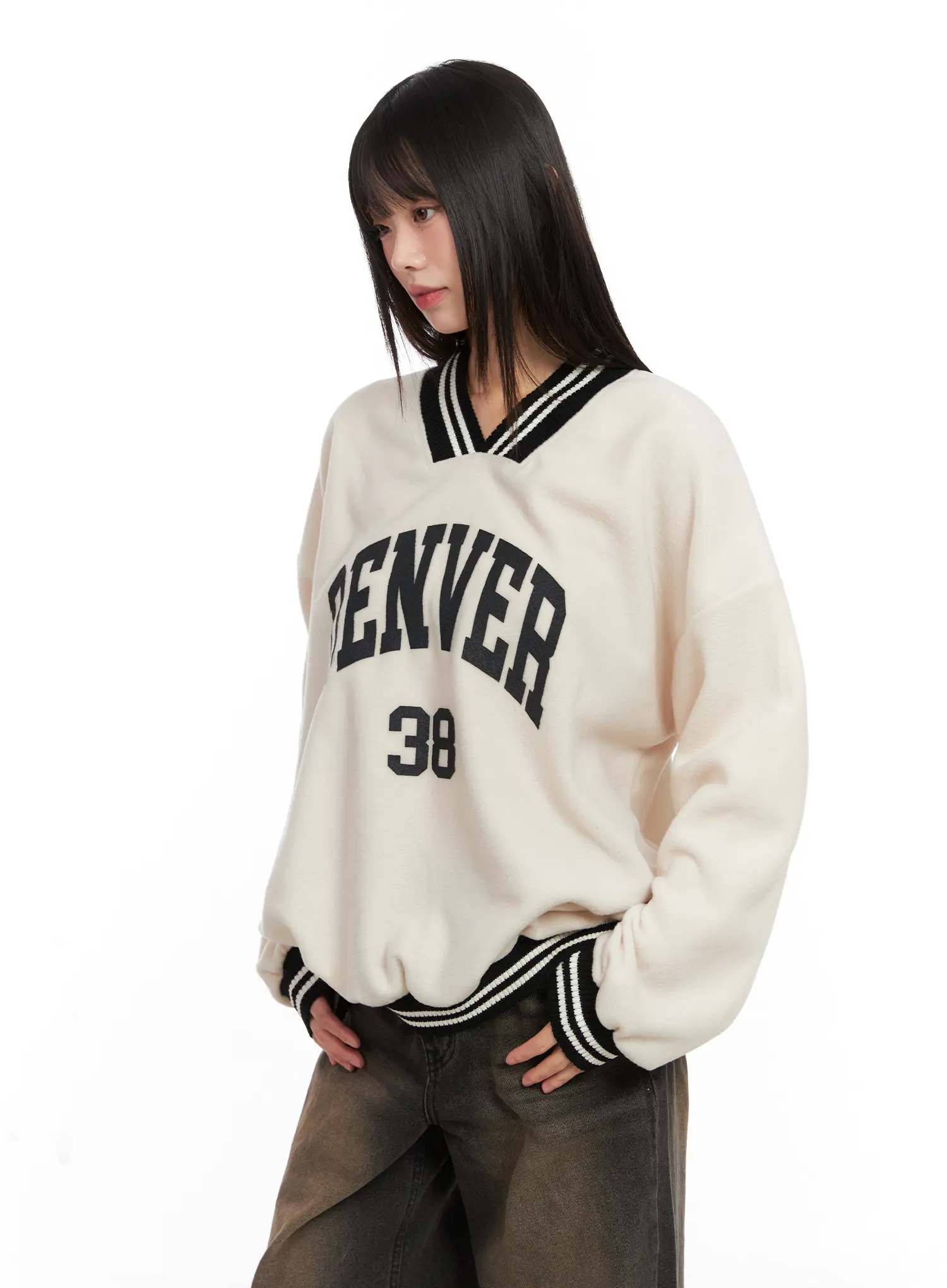 Oversized Varsity Style Sweatshirt CN521 - Image 6