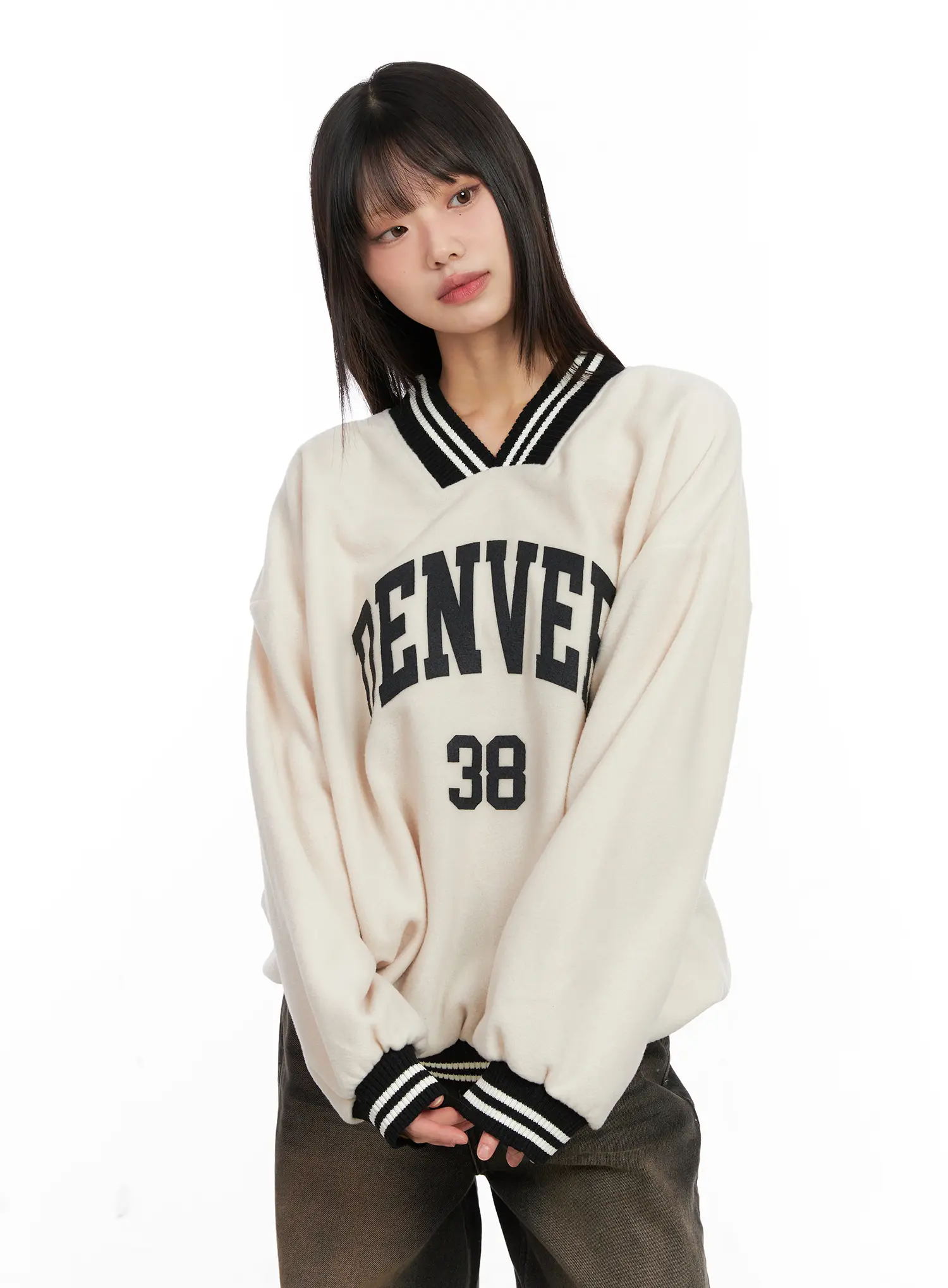 Oversized Varsity Style Sweatshirt CN521 - Image 7