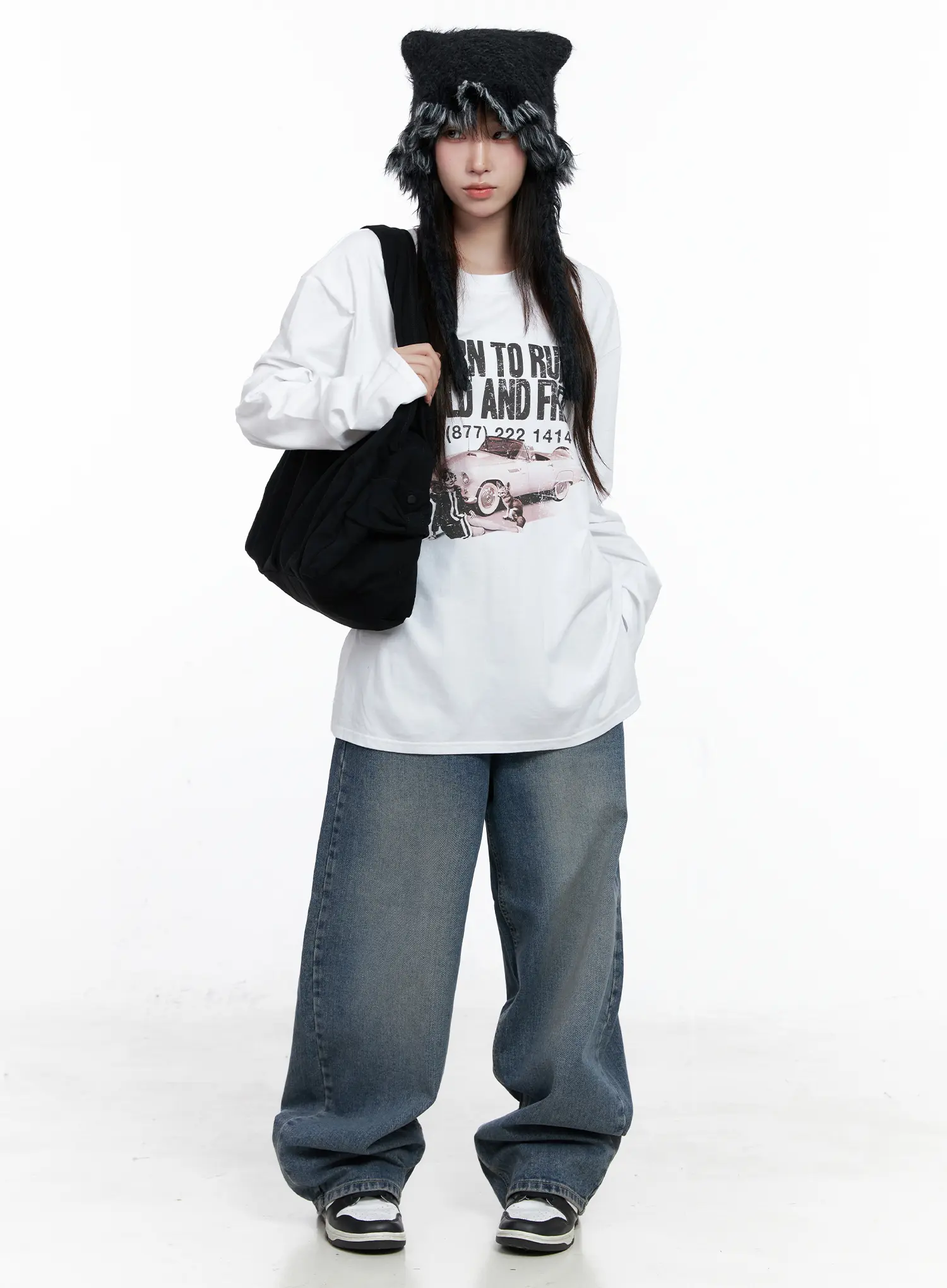 Oversized Vintage Print Long Sleeve Tee CO520