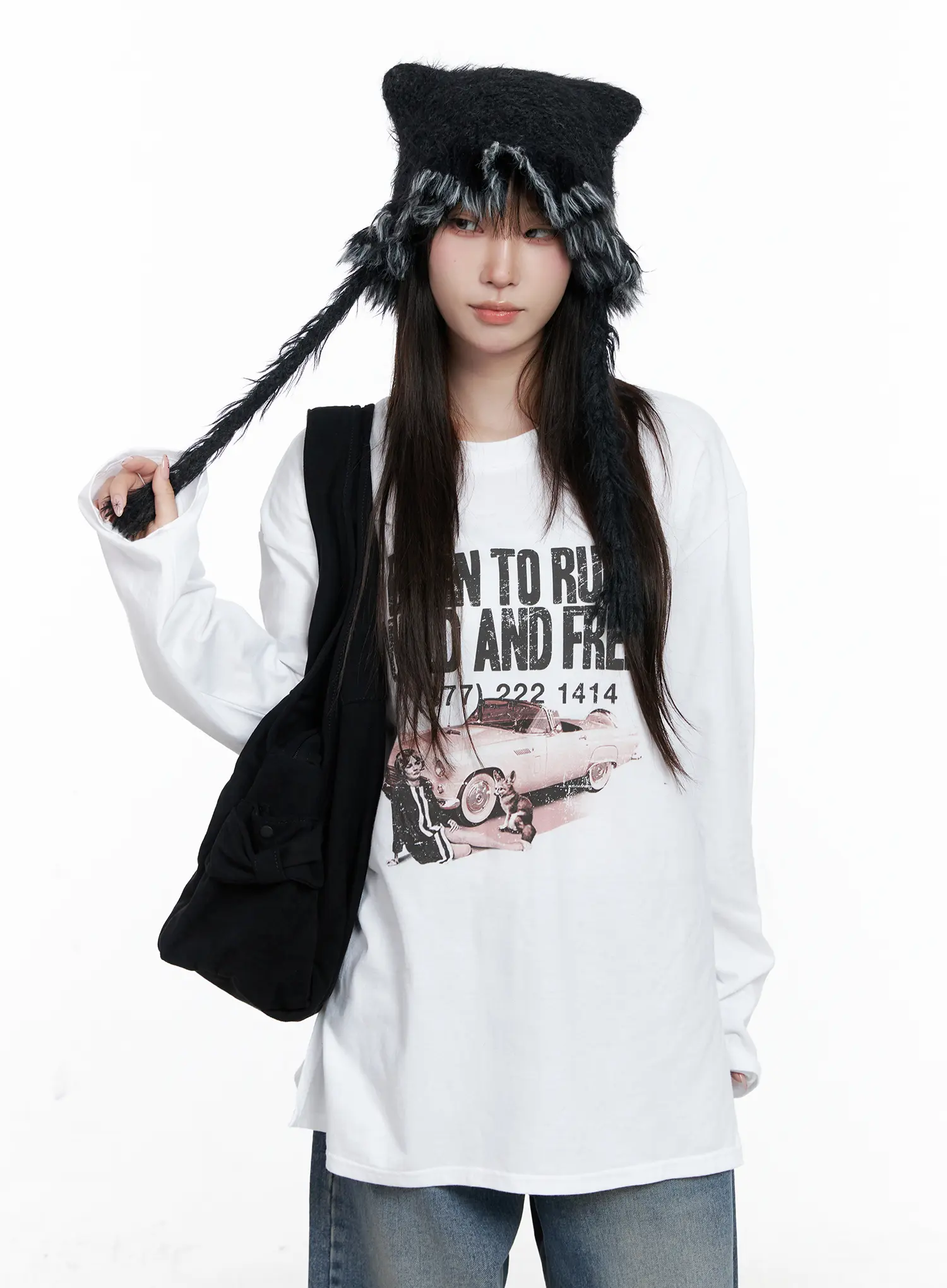Oversized Vintage Print Long Sleeve Tee CO520 - Image 11