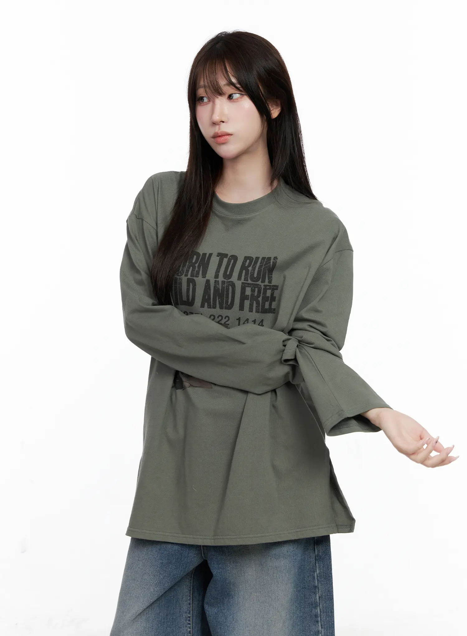 Oversized Vintage Print Long Sleeve Tee CO520 - Image 12