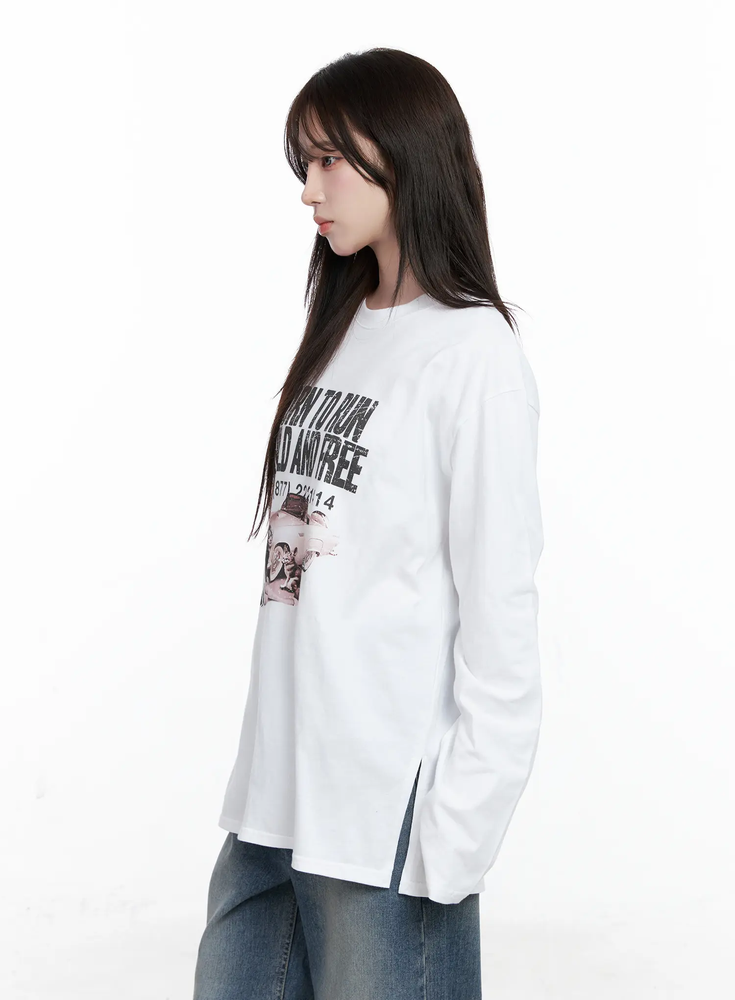 Oversized Vintage Print Long Sleeve Tee CO520 - Image 7