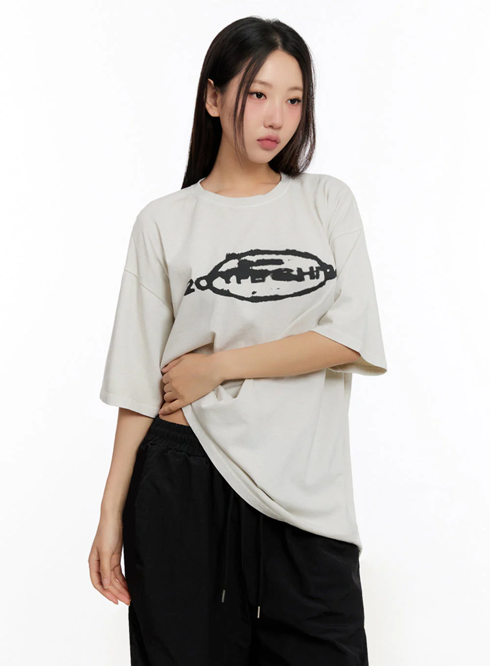 Oversized Washed Graphic Tee IU509 - Image 8