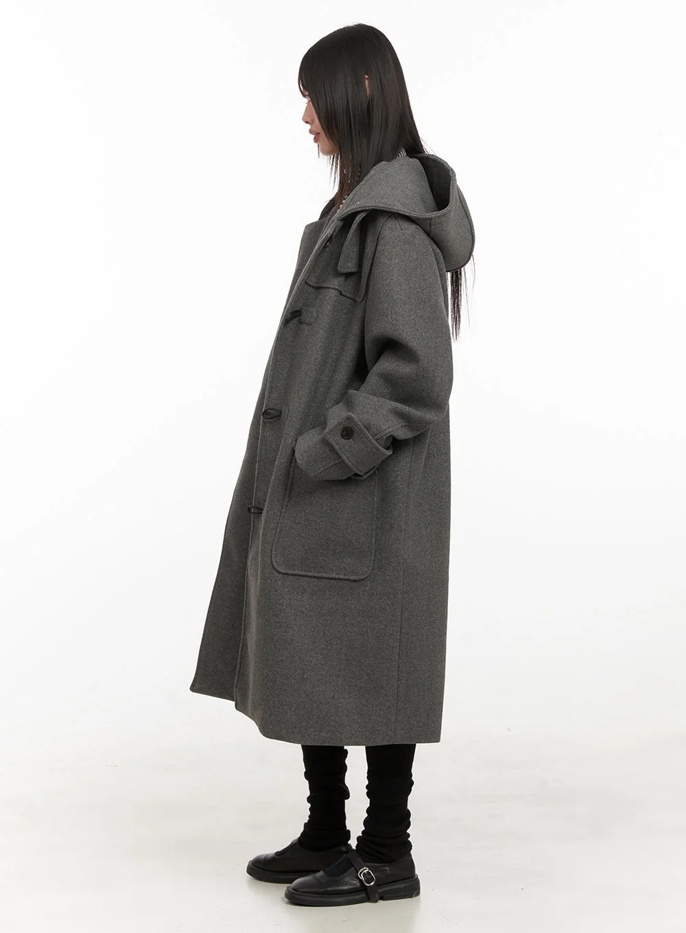 Oversized Wool-Blend Hooded Coat CD425 - Image 3