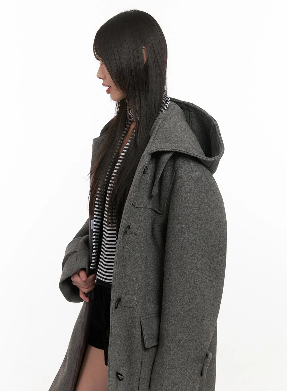 Oversized Wool-Blend Hooded Coat CD425 - Image 5