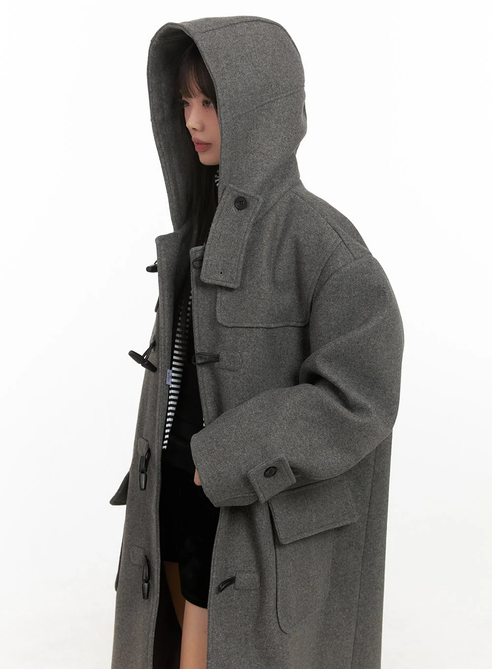Oversized Wool-Blend Hooded Coat CD425 - Image 8