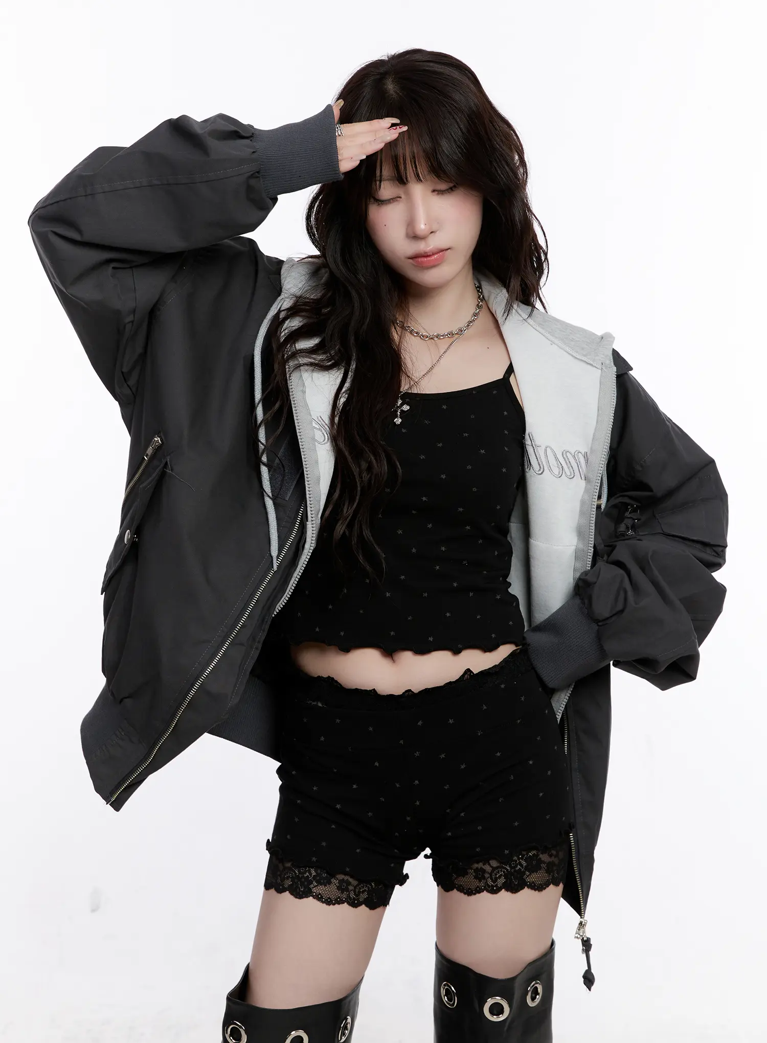 Oversized Zip-Up Bomber Jacket CS530 - Image 6