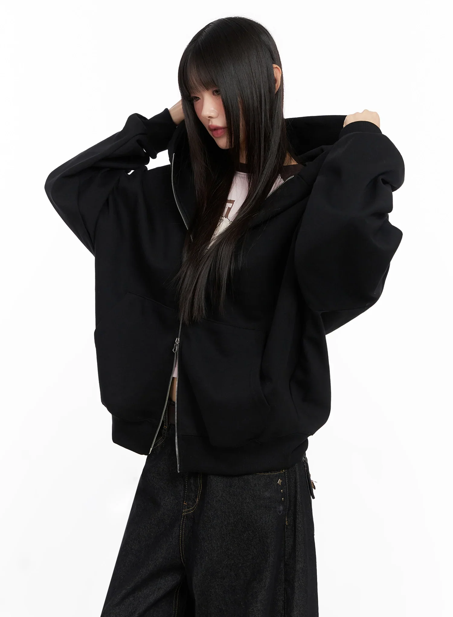 Oversized Zip-Up Hoodie IN503 - Image 2