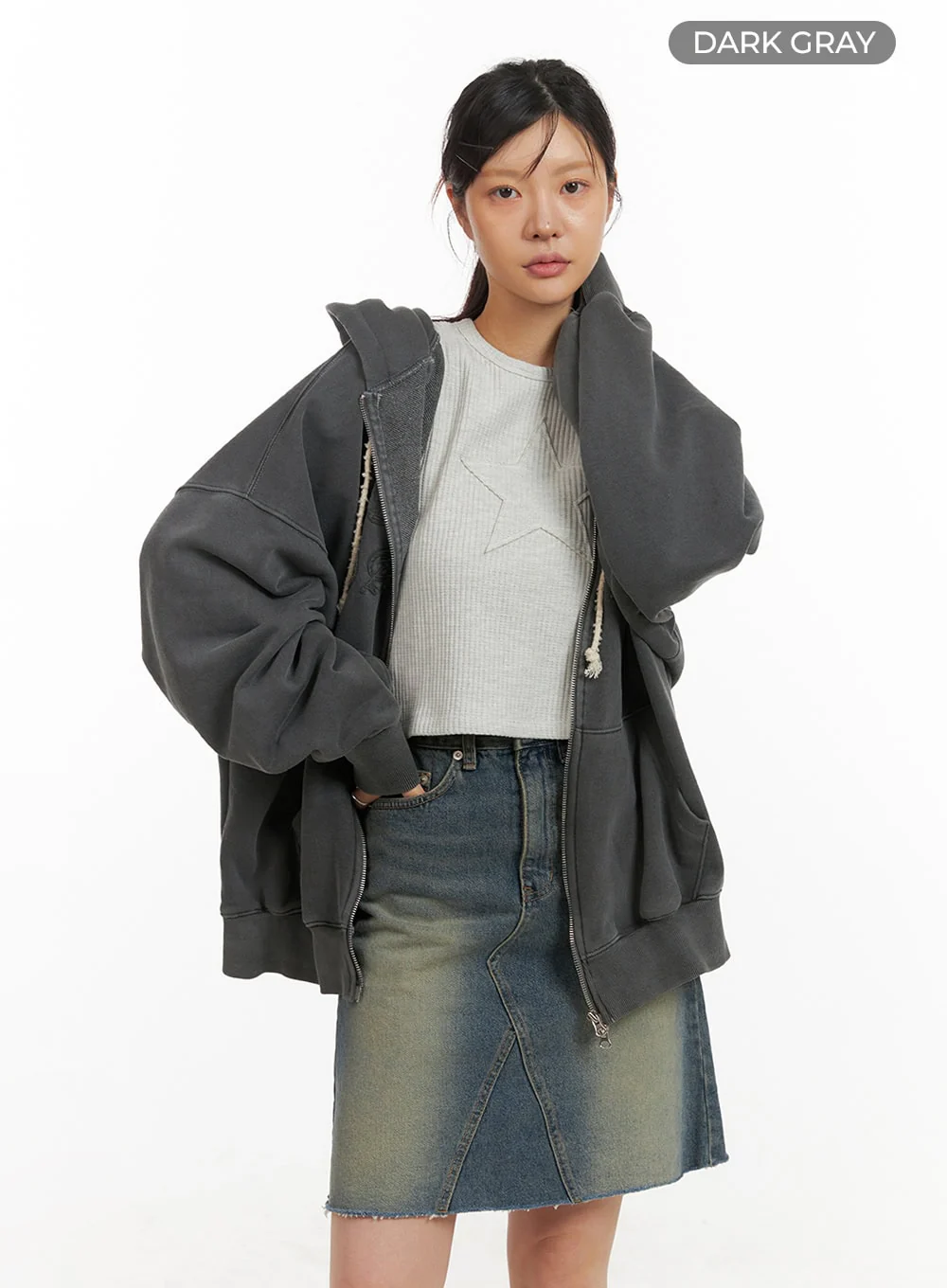 Oversized Zip-Up Hoodie IY410 - Image 8