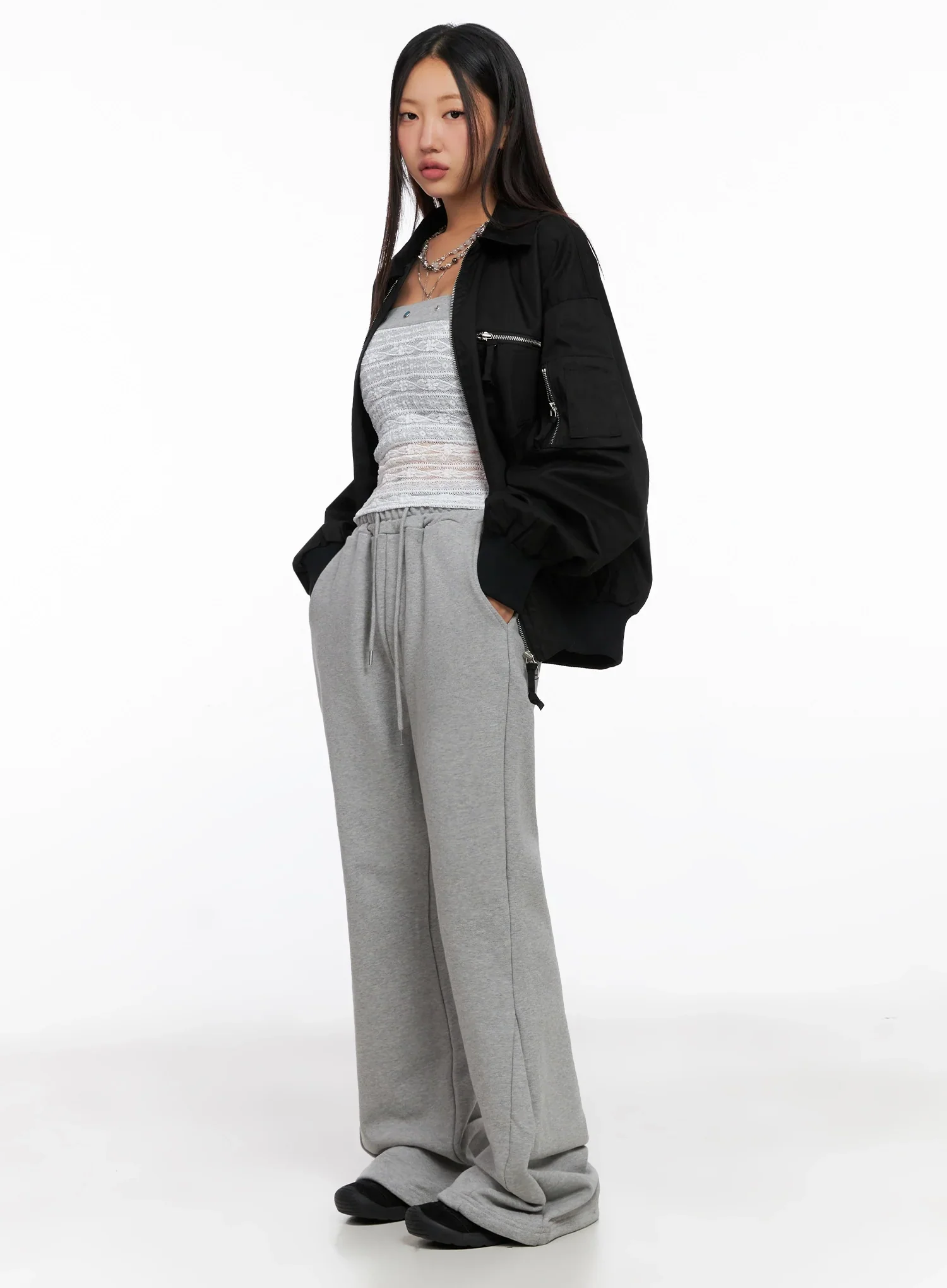Oversized Zipper Bomber Jacket IG528 - Image 10