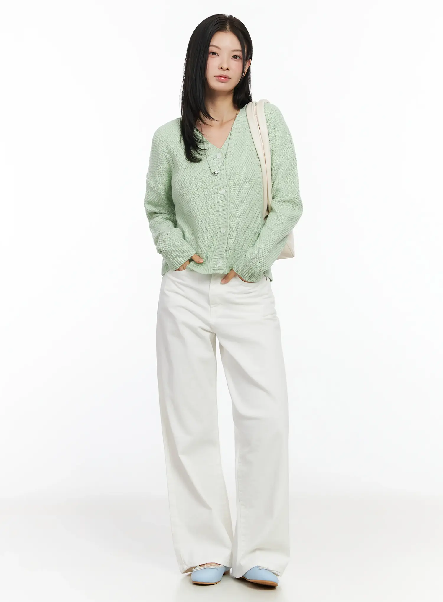 Pastel Waffle V-Neck Cardigan IM524