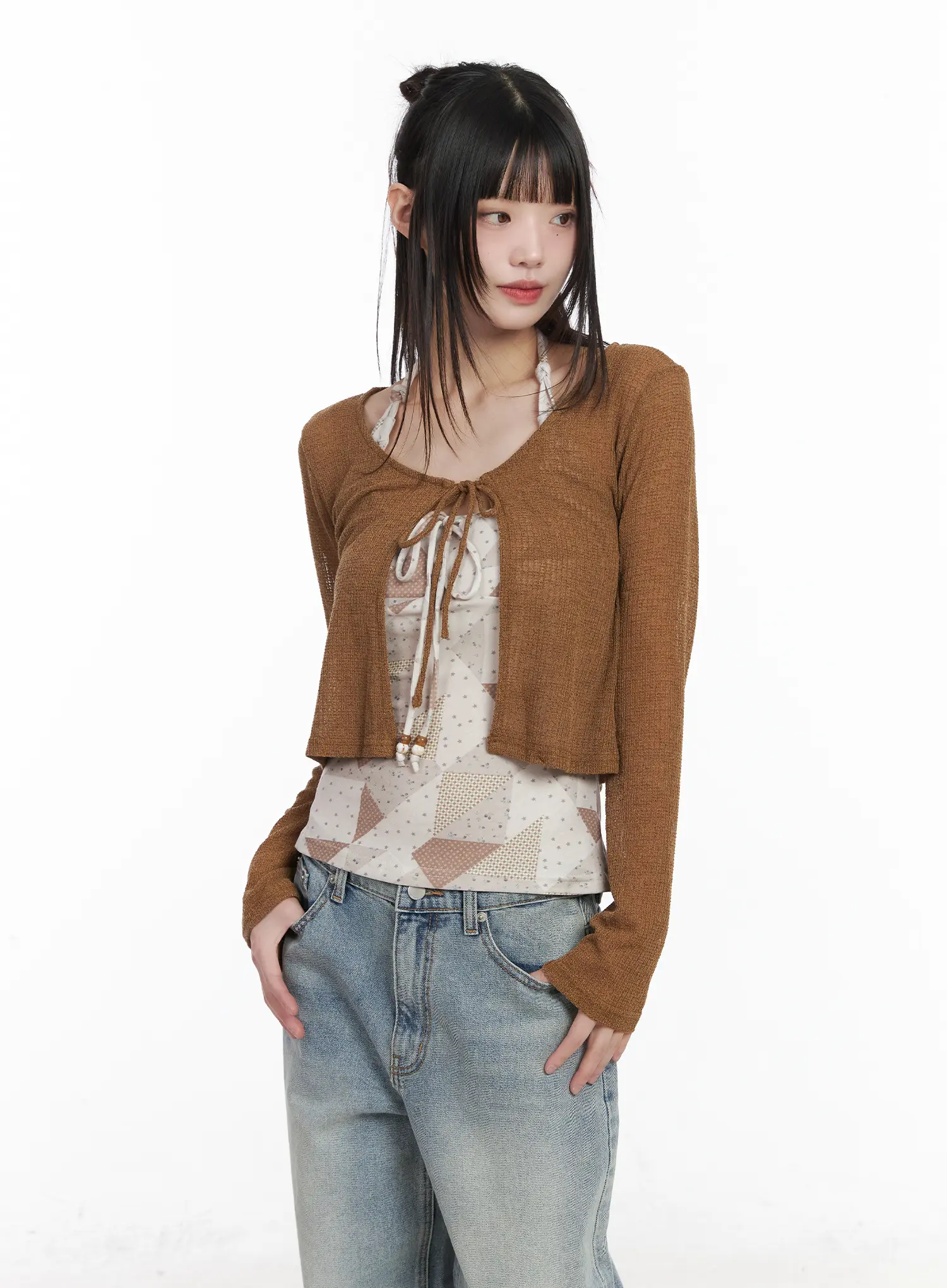 Patch Print Halter Tank and Cardigan Set CM524 - Image 2