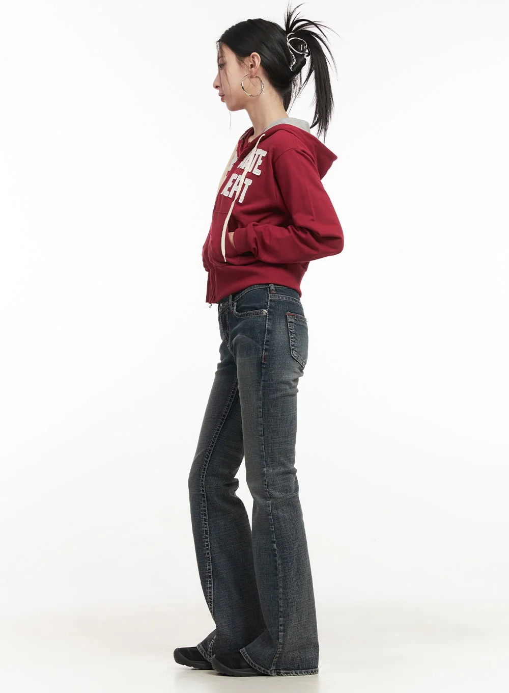 Patchwork Zip-Up Hooded Sweatshirt CF514 - Image 5