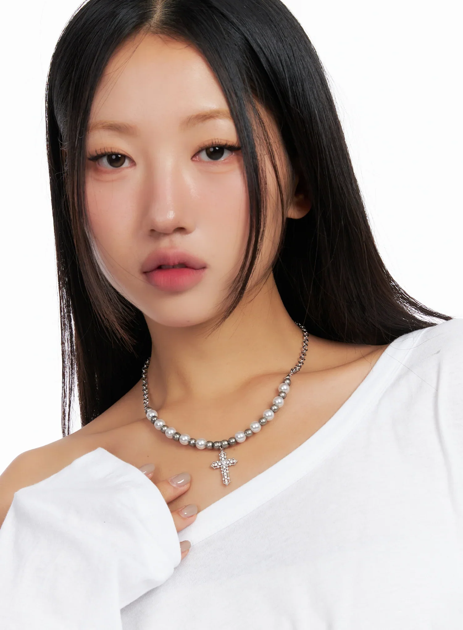 Pearl Bead Necklace with Pendant CO514 - Image 2