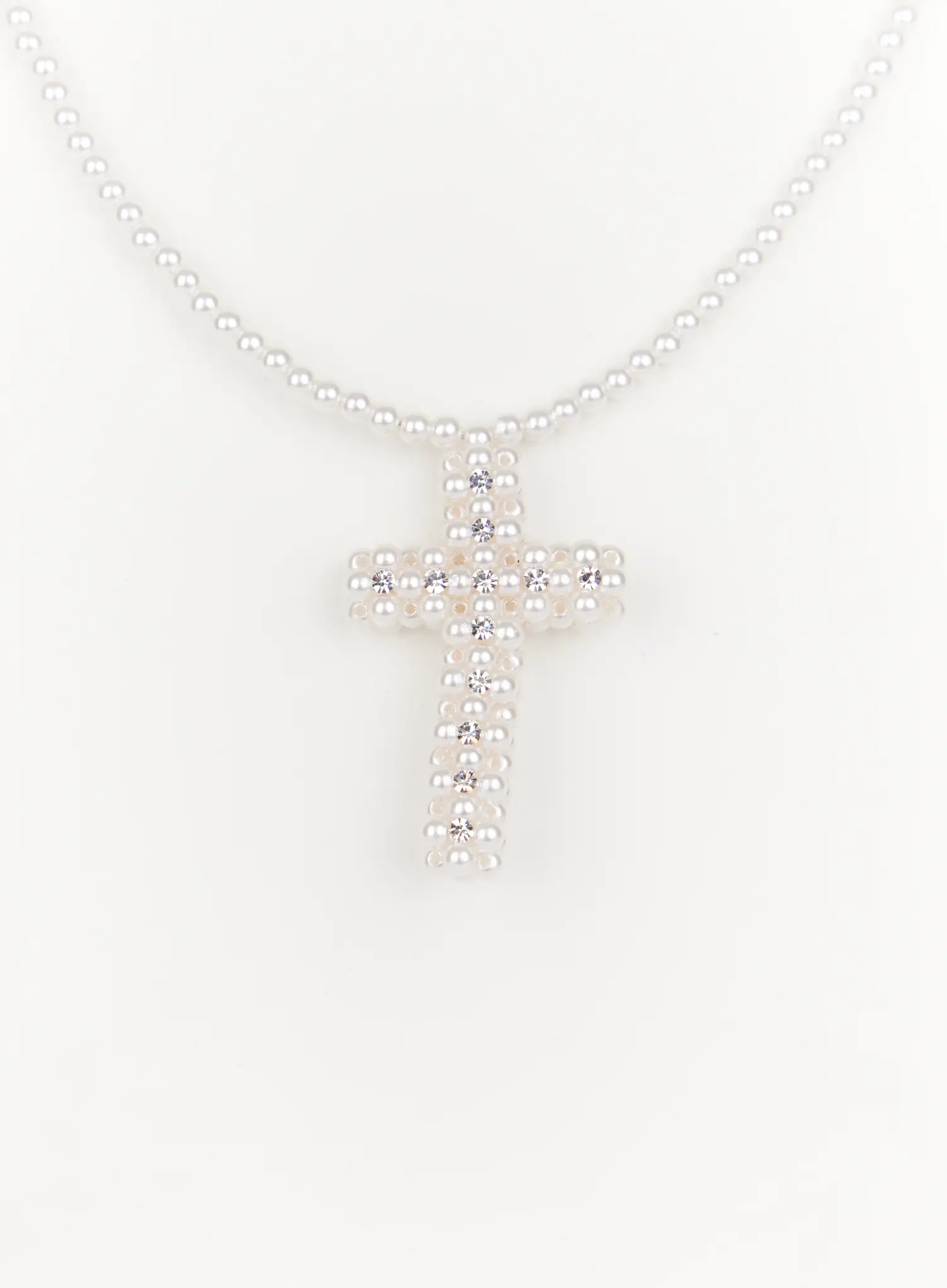 Pearl Cross Necklace IN514 - Image 4