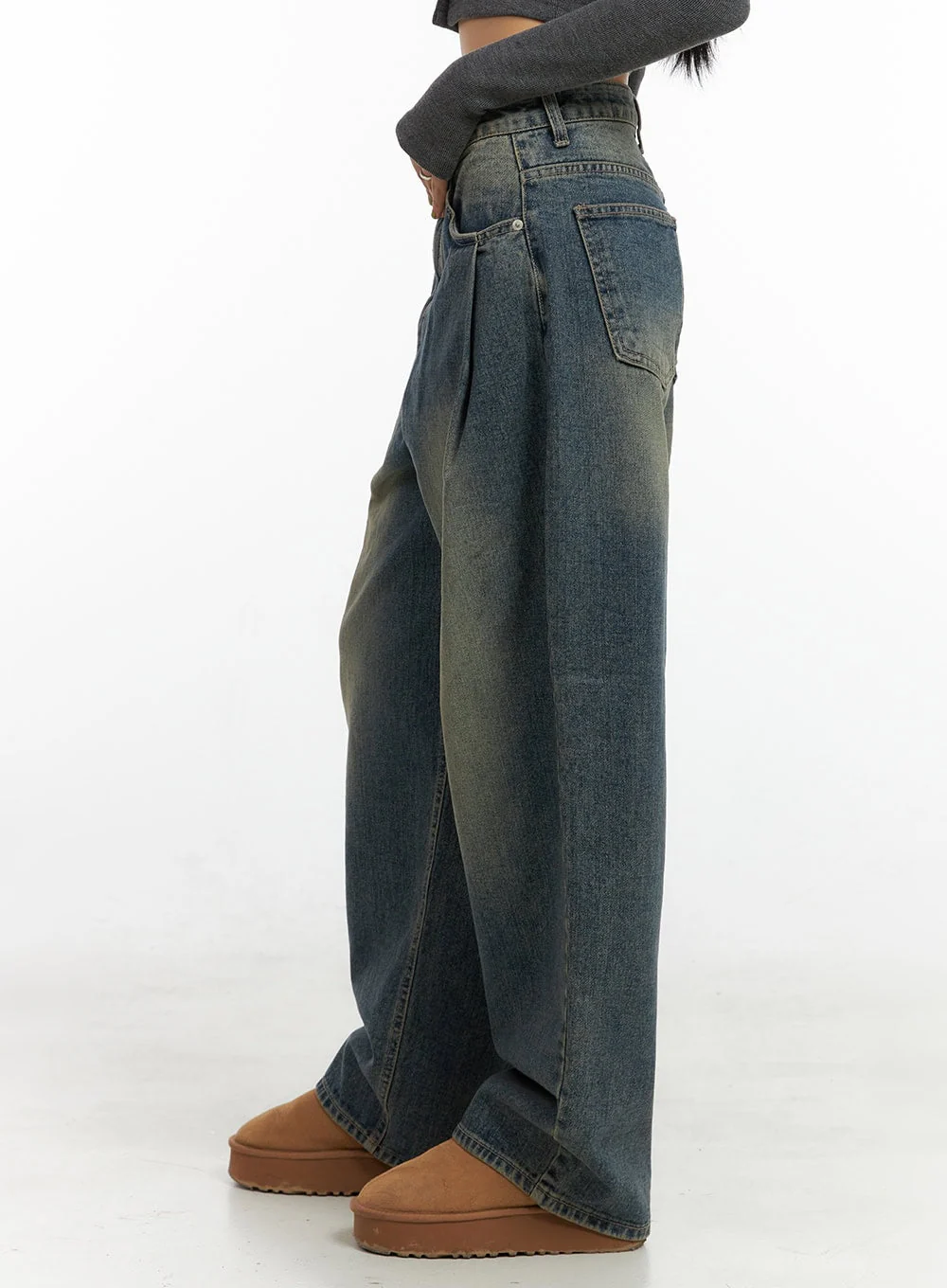 Peyton Pin-Tuck Washed Baggy Jeans CO424 - Image 3