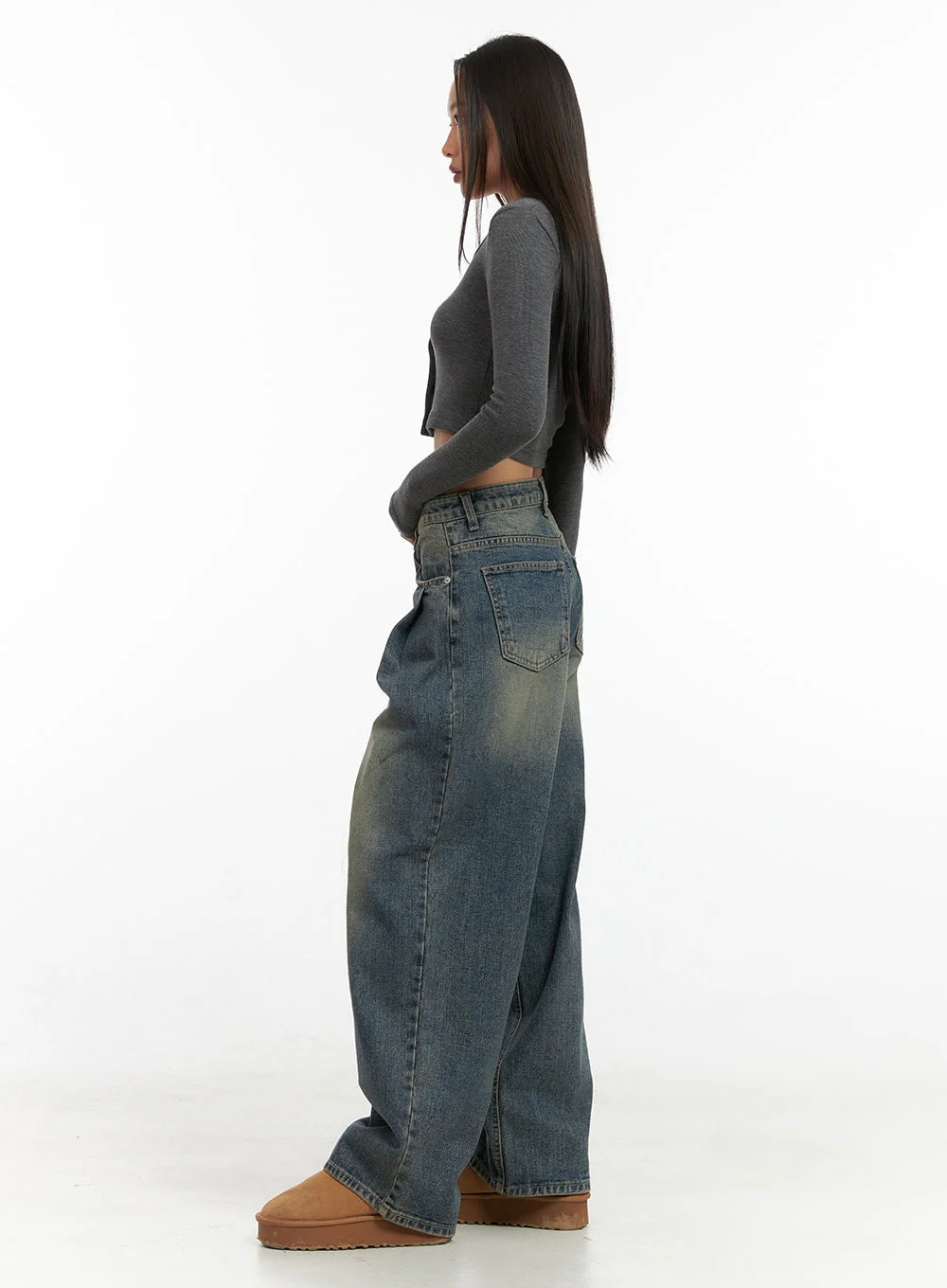 Peyton Pin-Tuck Washed Baggy Jeans CO424 - Image 4