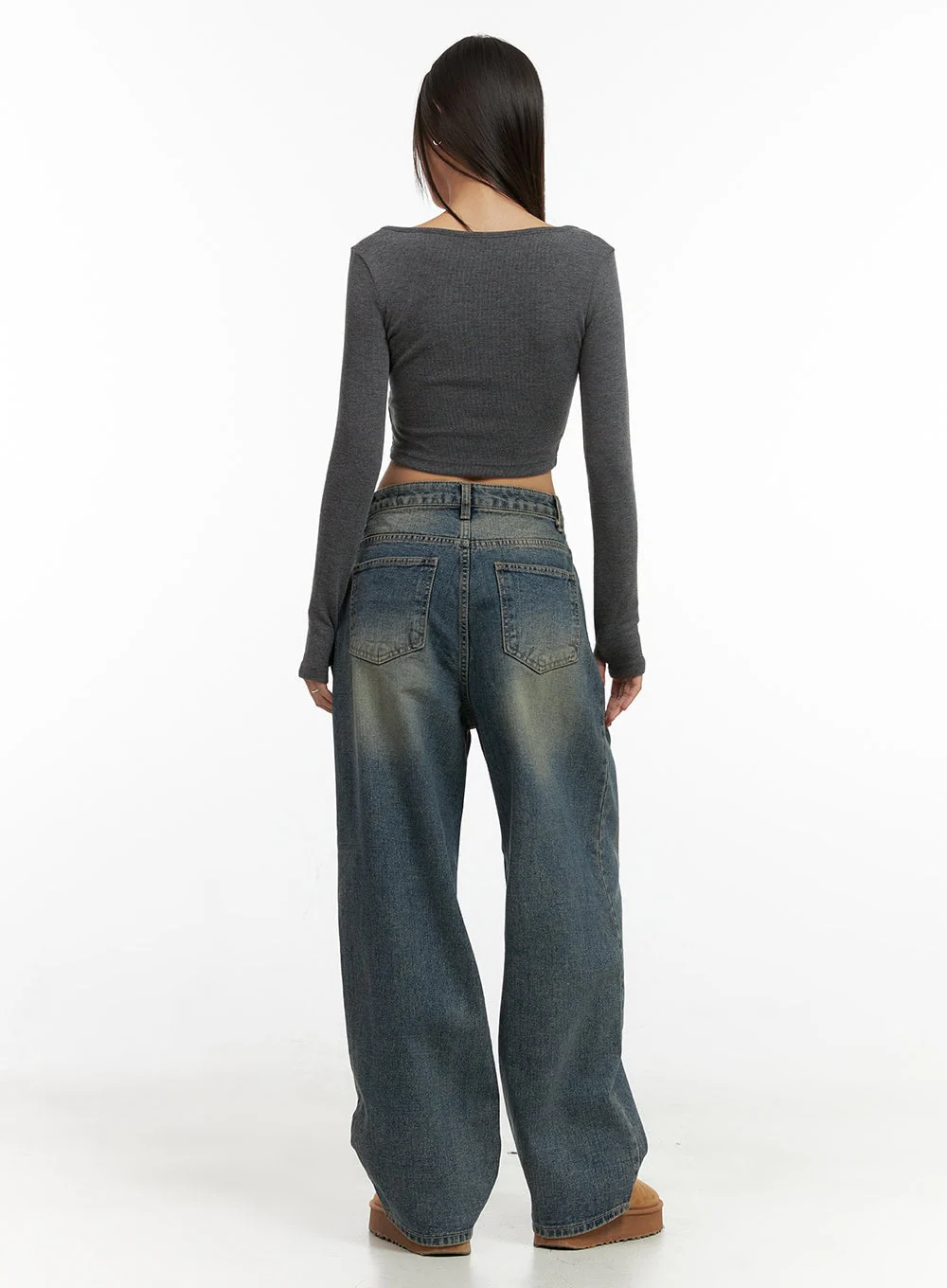 Peyton Pin-Tuck Washed Baggy Jeans CO424 - Image 6