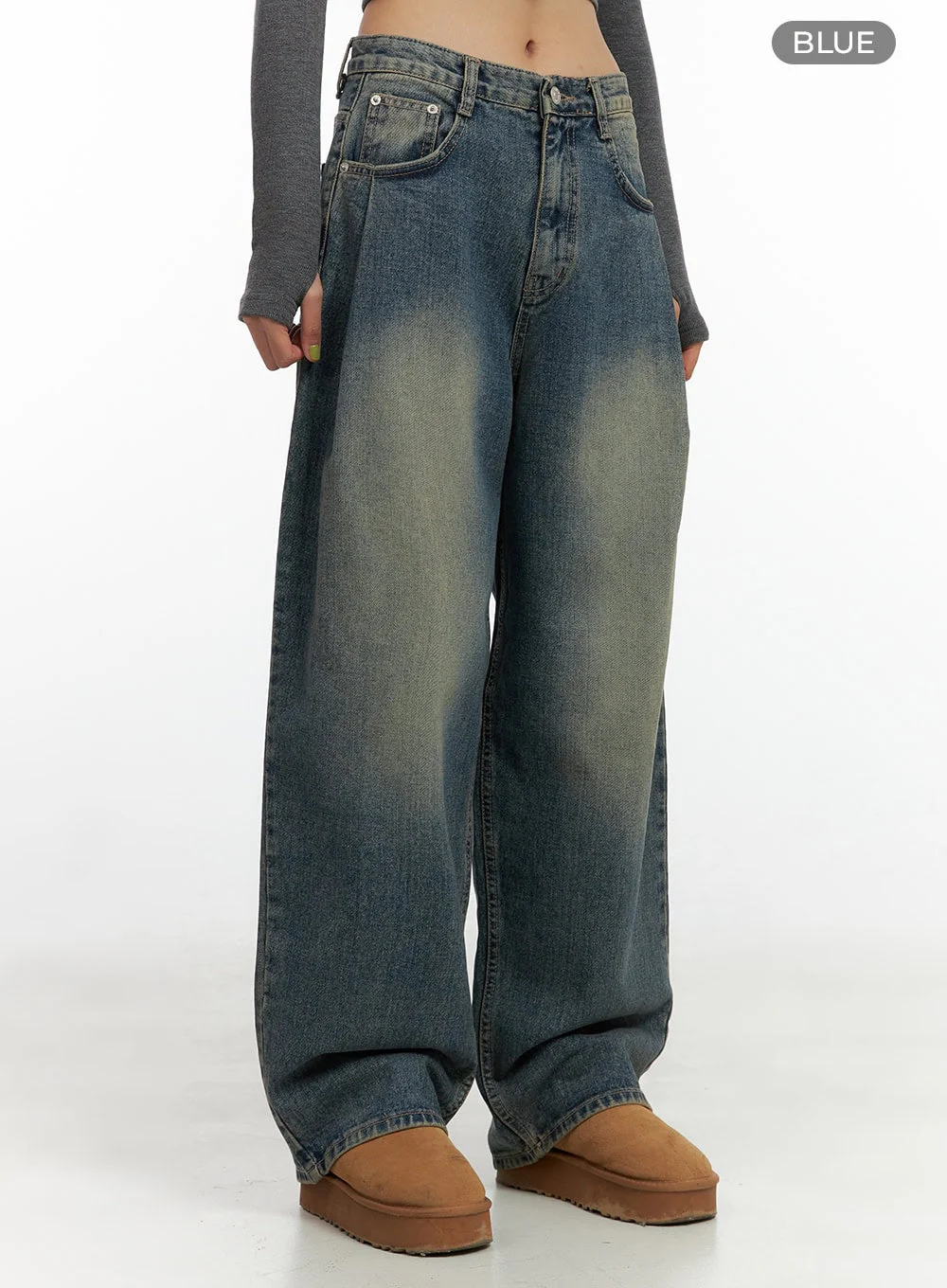 Peyton Pin-Tuck Washed Baggy Jeans CO424 - Image 7