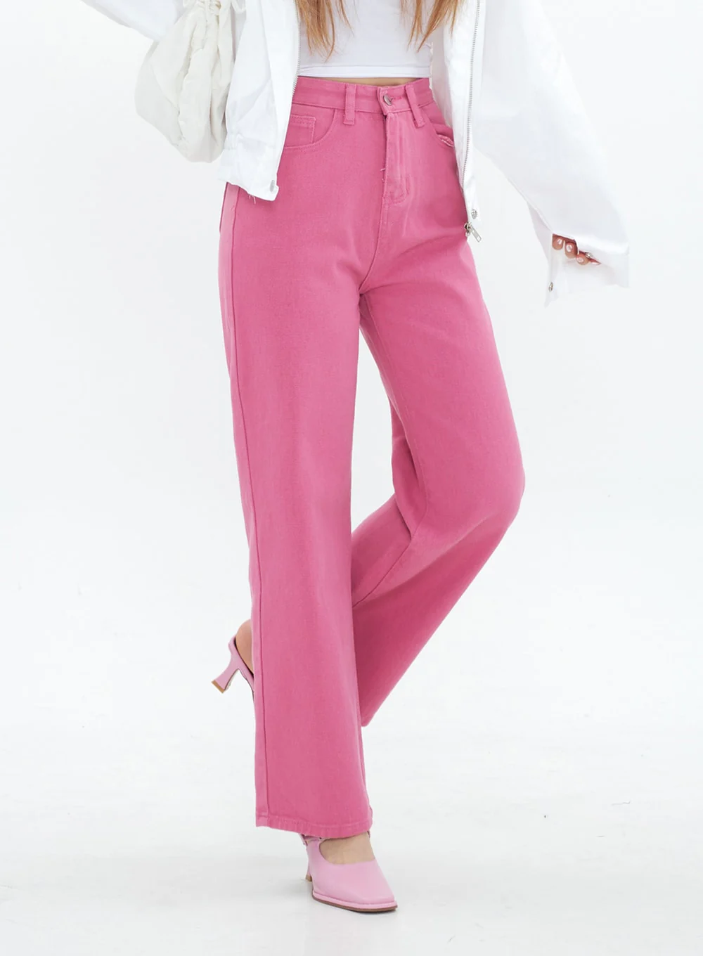 Pink Color Wide Leg Cotton Pants CM18 - Image 10