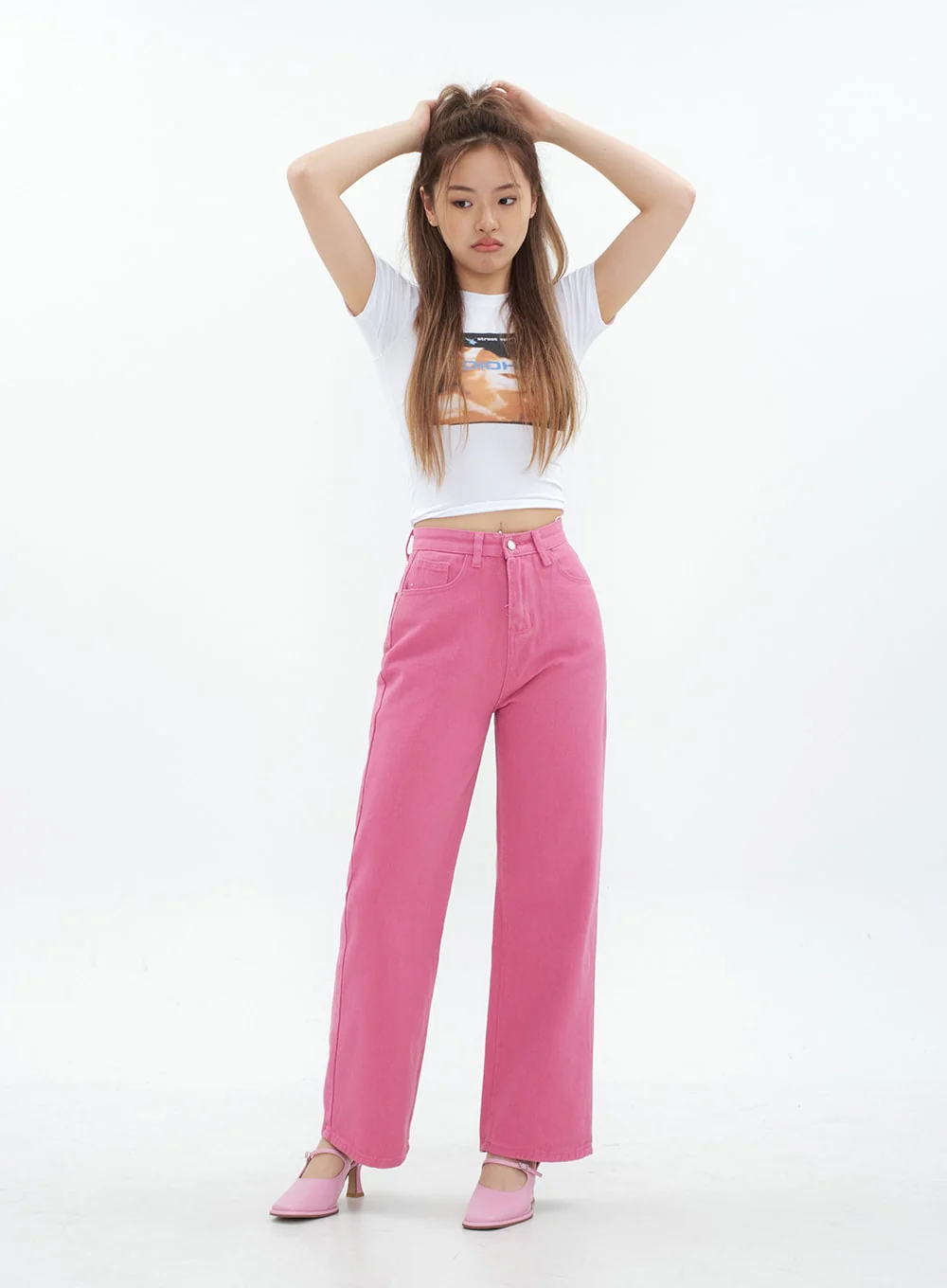 Pink Color Wide Leg Cotton Pants CM18 - Image 15