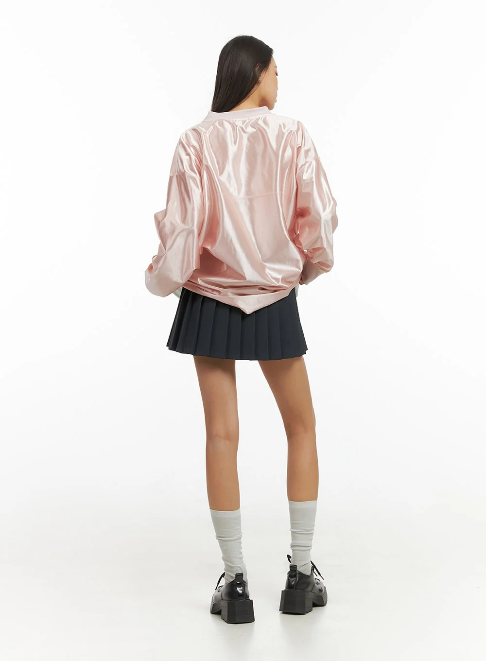 Pink Lettered Poly Sweat V-Neck Hoodie IO409 - Image 11