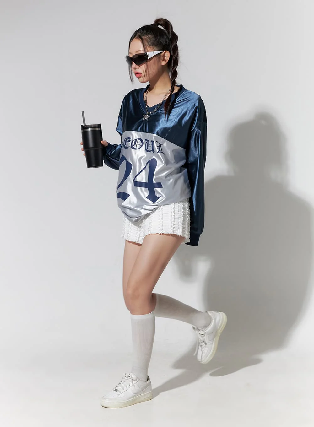 Pink Lettered Poly Sweat V-Neck Hoodie IO409 - Image 12