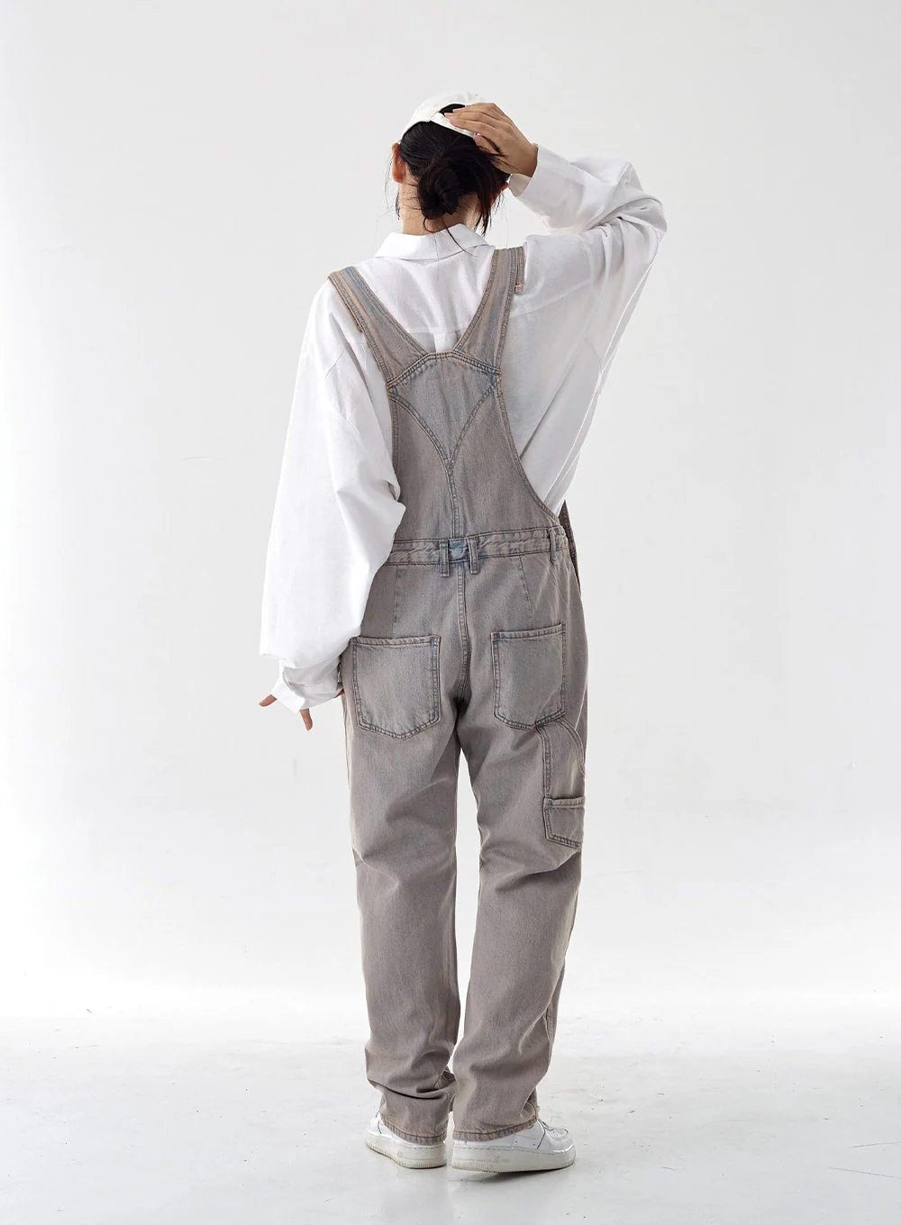 Pink Washed Overfit Denim Overalls CG16 - Image 4