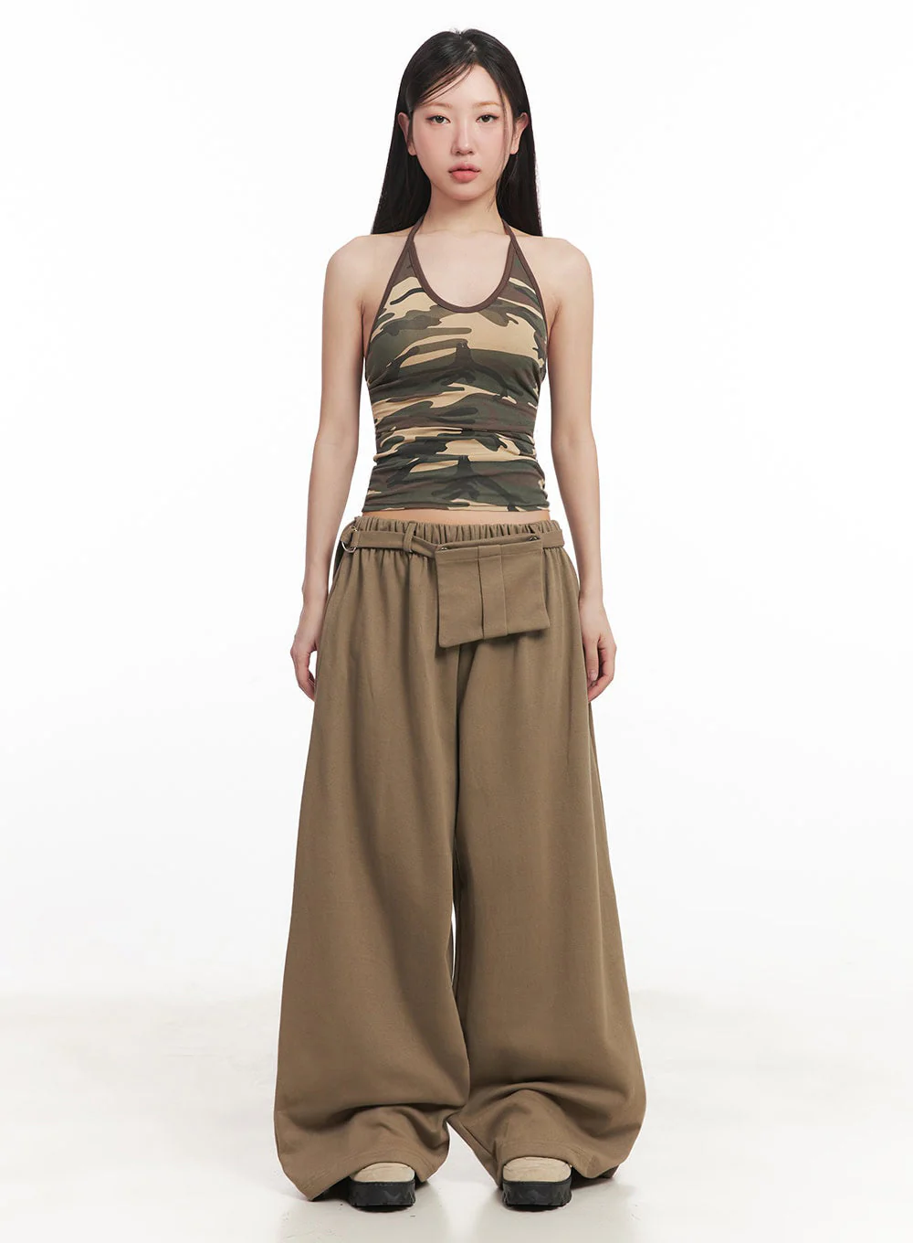 Pintuck Belt Wide-Leg Sweatpants IM528 - Image 4